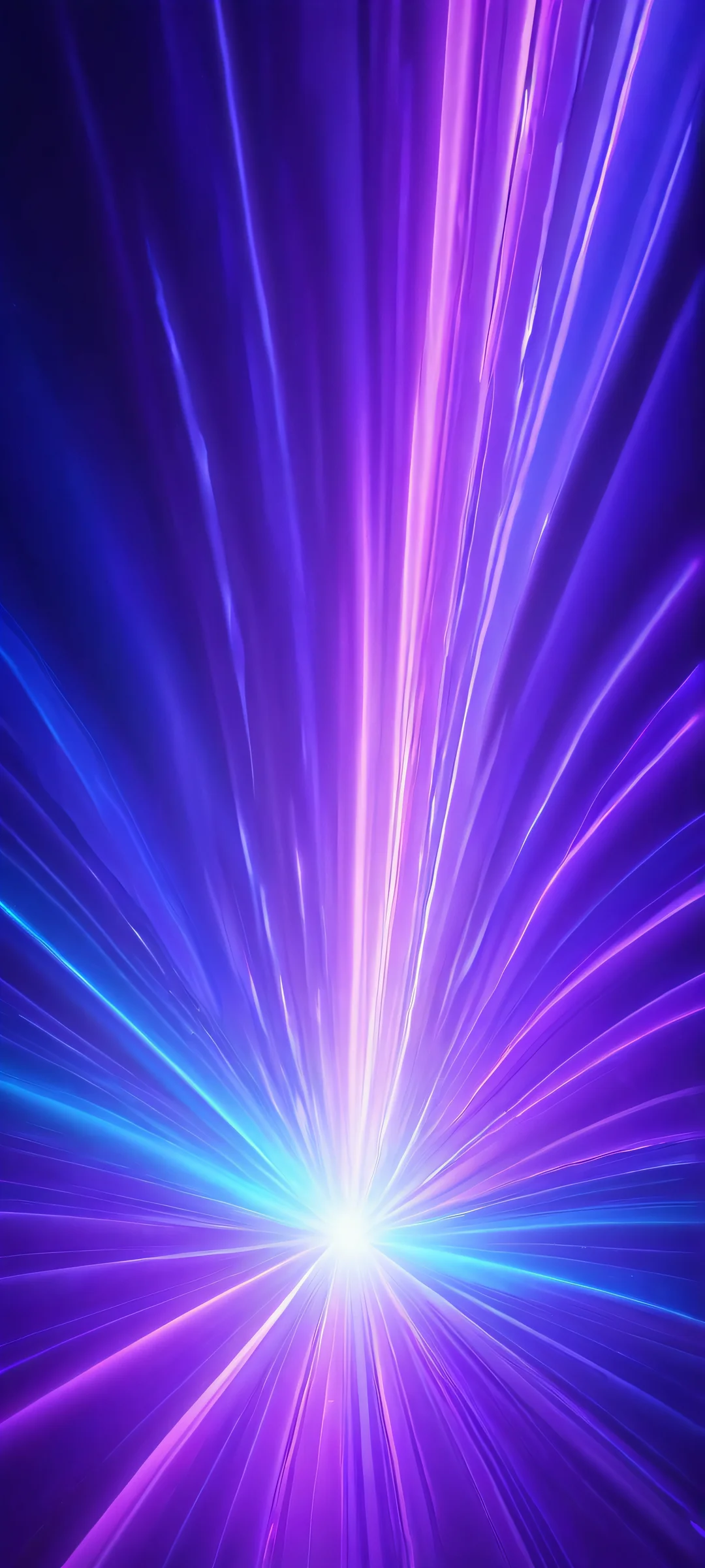 Glowing rays in shades of blue and purple emanating from the cosmos on an iPhone or Android home screen.