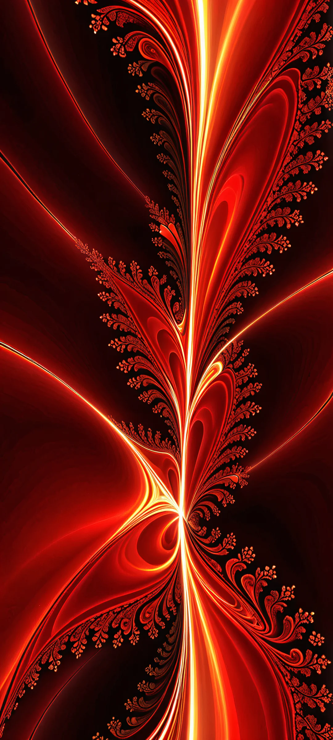 Breathtaking digital fractal pattern on an iPhone/Android home screen, perfect for a cosmic-themed mobile wallpaper