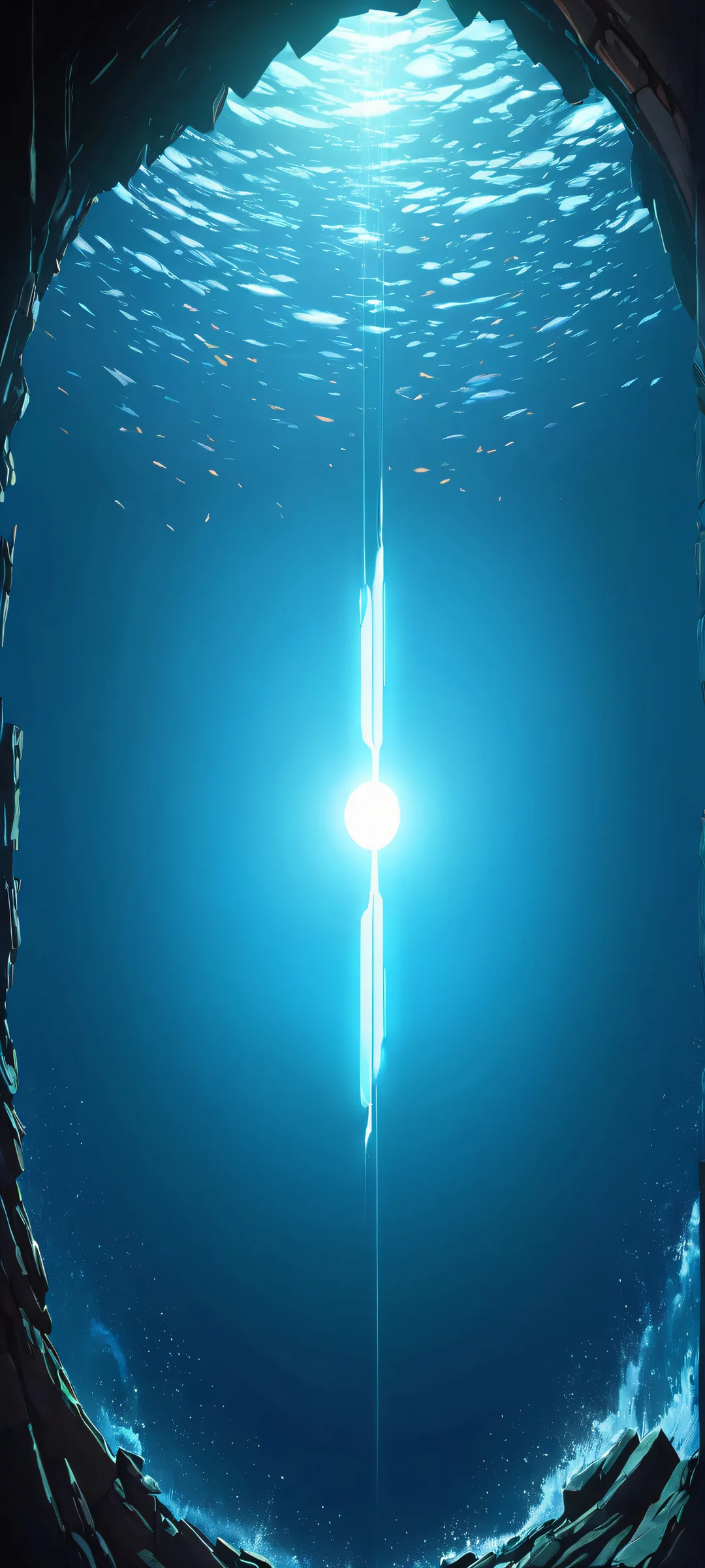 Explore the dark ocean with Portal in this stunning cosmic wallpaper. Perfect for iPhone and Android home screens.