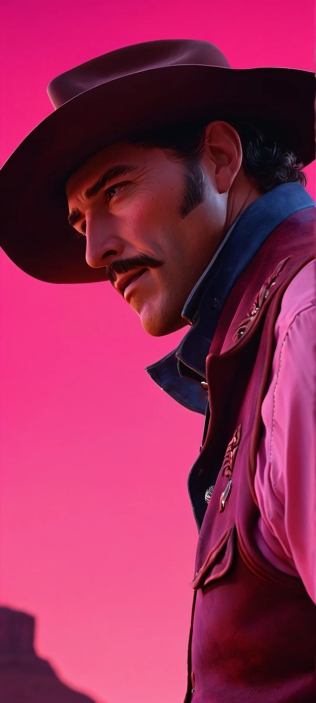 A majestic cowboy standing under a star-filled night sky, perfect for your iPhone/Android home screen.