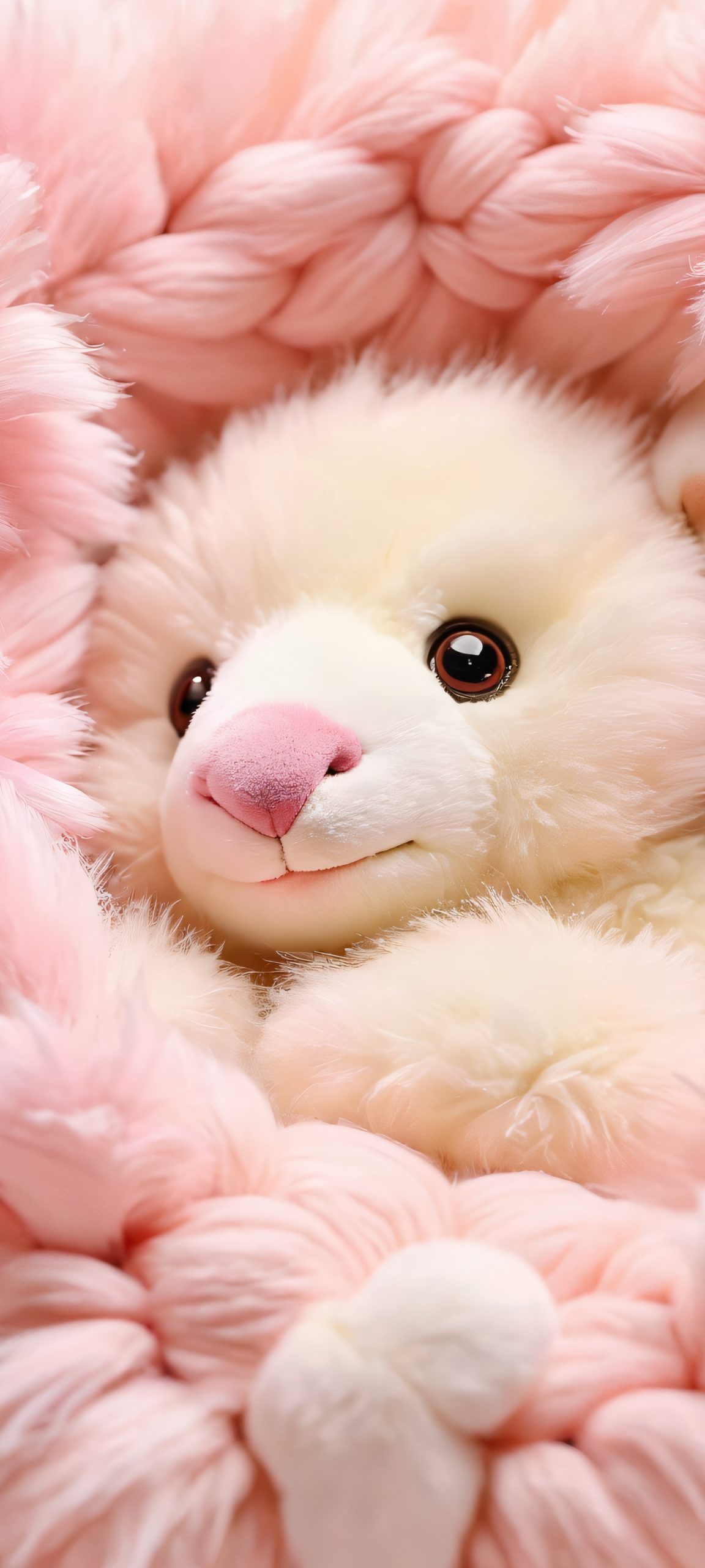 A warm and inviting scene of a stuffed animal snuggled up in a cozy nest, perfect for your iPhone or Android device.