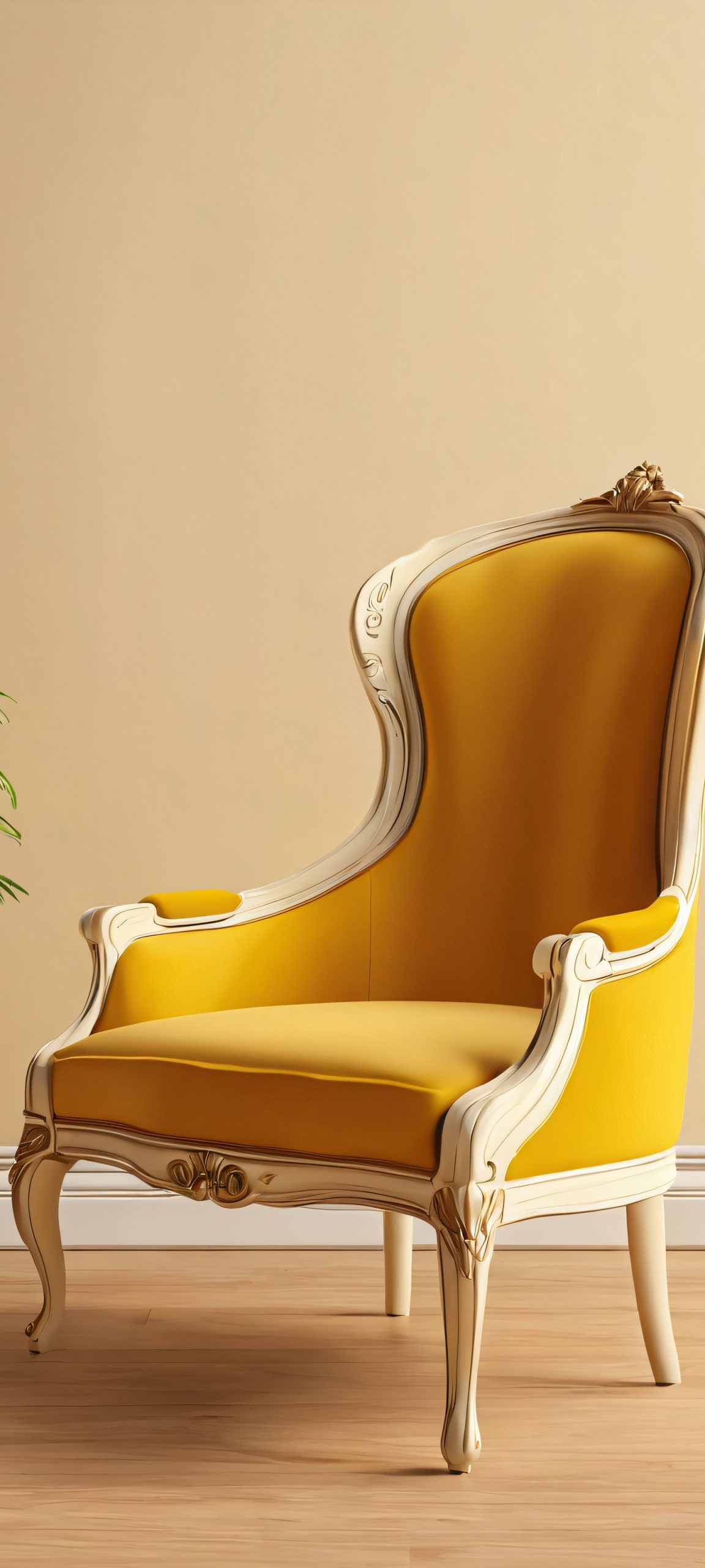 Breathtaking vertical mobile wallpaper featuring a realistic and cozy indoor chair scene, perfect for iPhone and Android home screens.