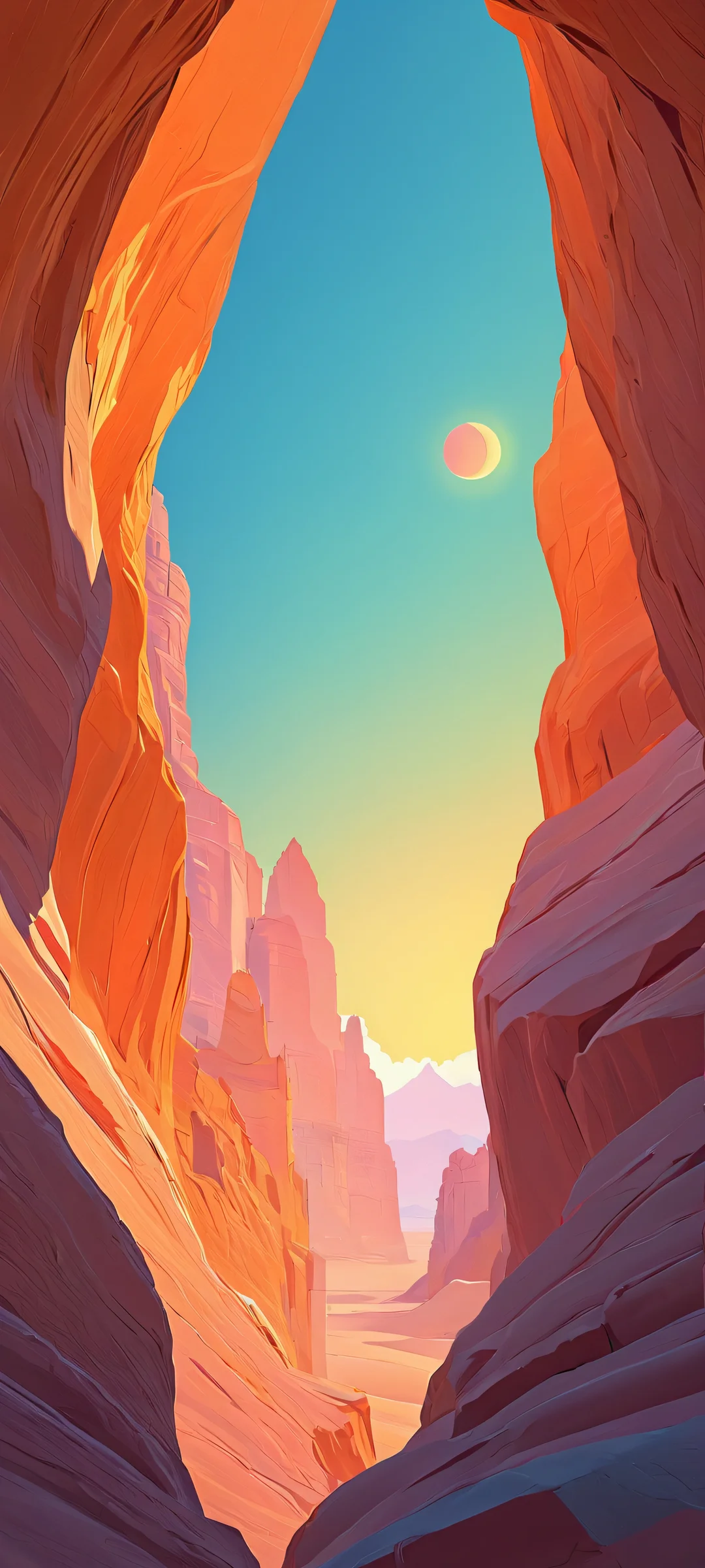 Explore a futuristic cityscape on your iPhone or Android device with this high-quality wallpaper.