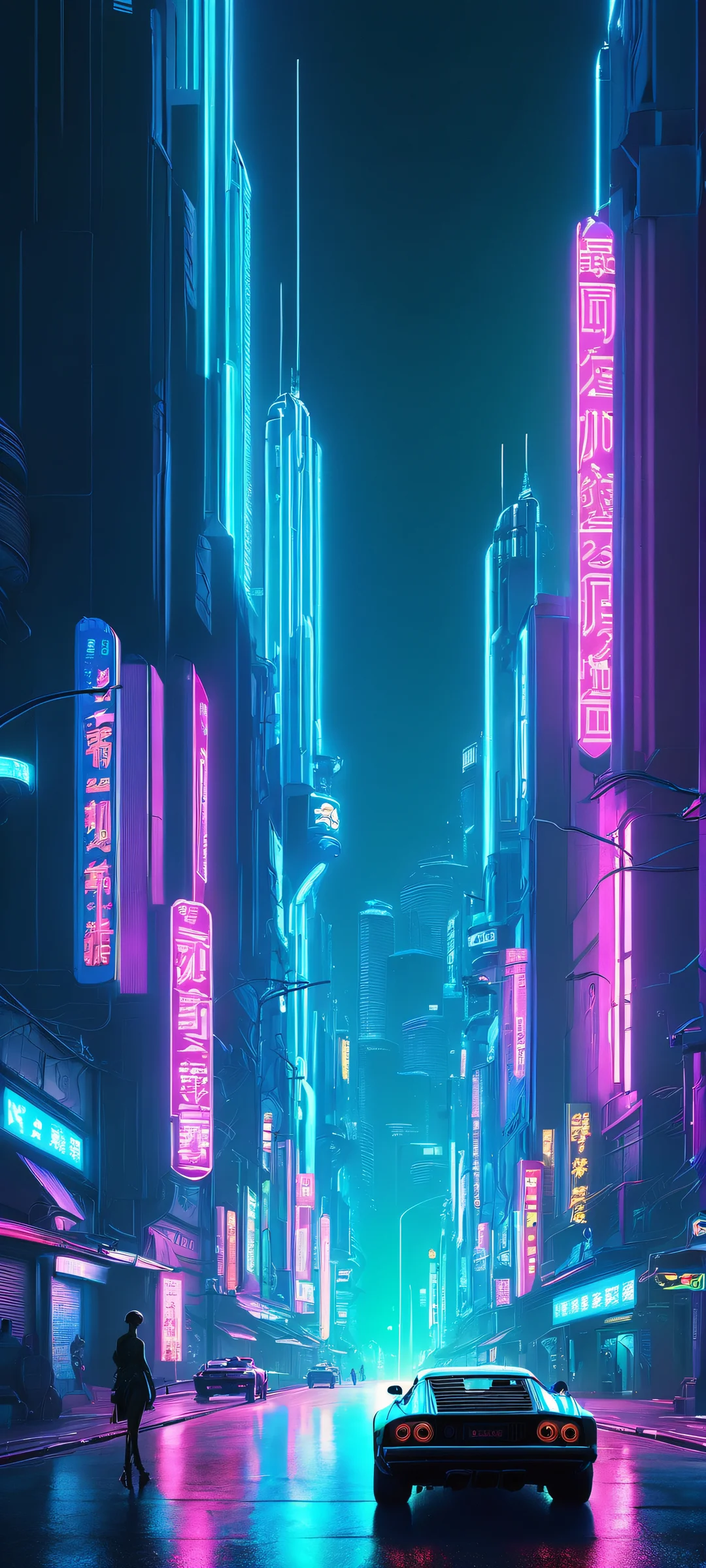 Elle from DB4RZ in a neon-lit cityscape for iPhone and Android screens.