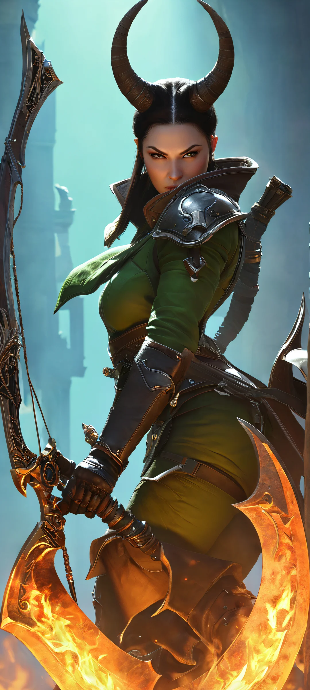 A hauntingly beautiful demon hunter illustration by Ma1ma1helmes_B_illu, perfect for iPhone and Android home screens.