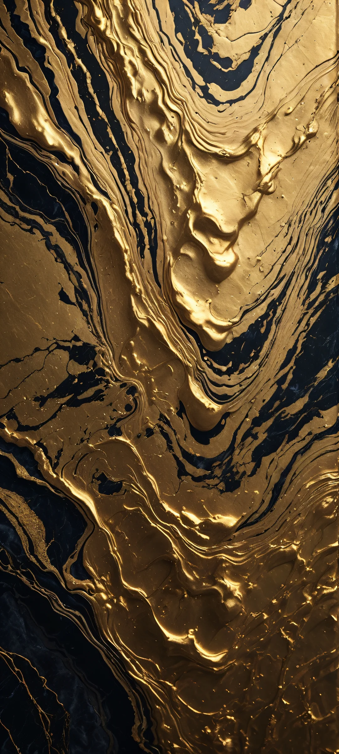 iPhone and Android users will love this stunning dark marble portrait wallpaper featuring a soft ambient glow and textured details in gold and cream tones.