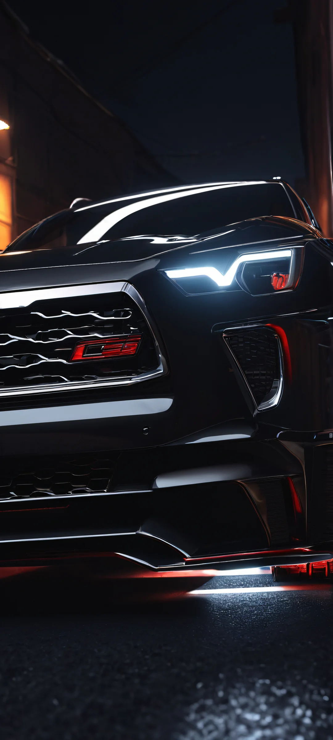 A stunning mobile wallpaper featuring a dark urban car grill design, perfect for iPhone and Android devices.