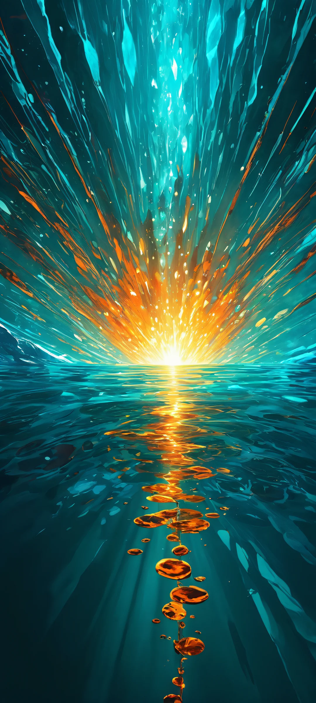 Darkness Illuminated Lock Screen for iOS & Android Illuminated darkness on a beautiful iPhone or Android home screen, with glowing amber and aqua tones.