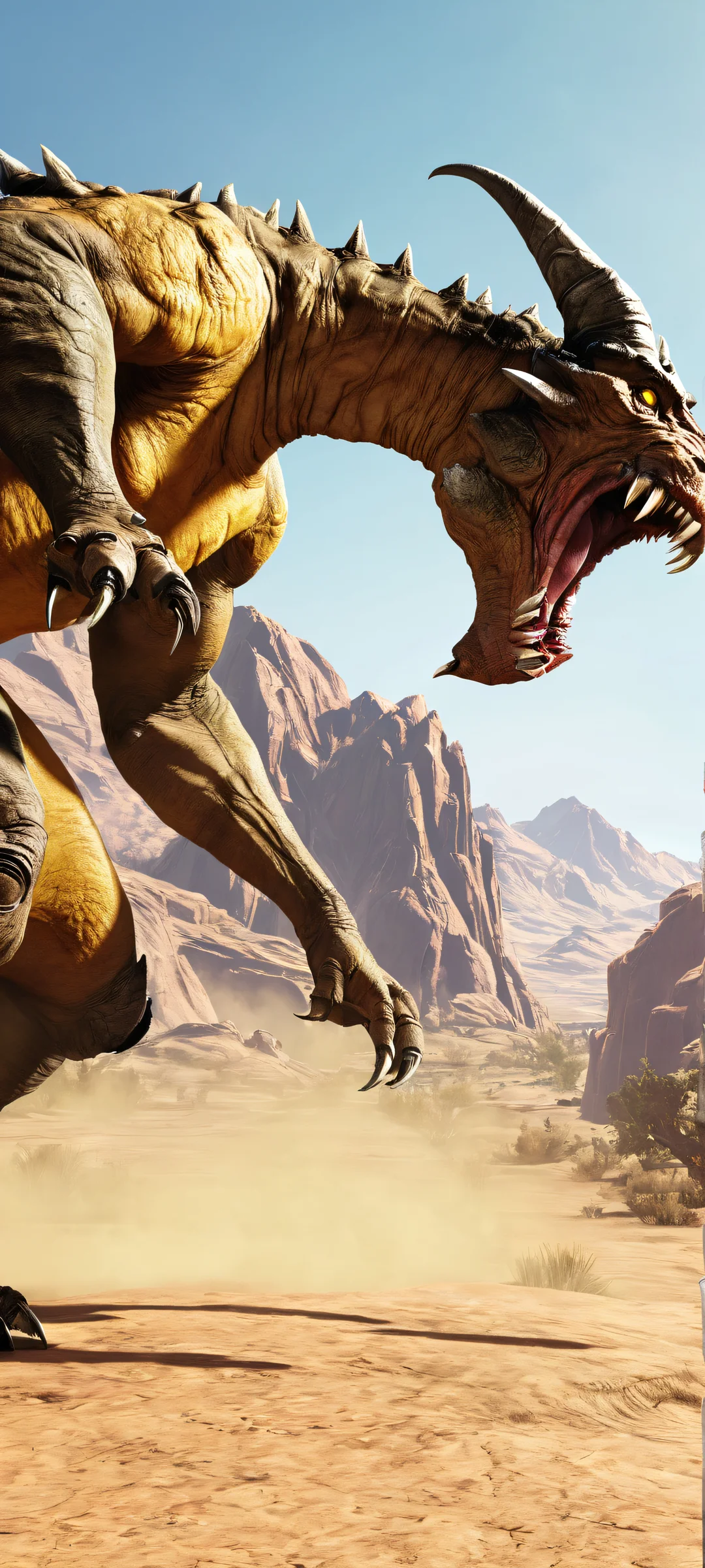 Explore the ancient secrets of the Deathclaw with this vibrant infographic wallpaper for iPhone and Android devices.