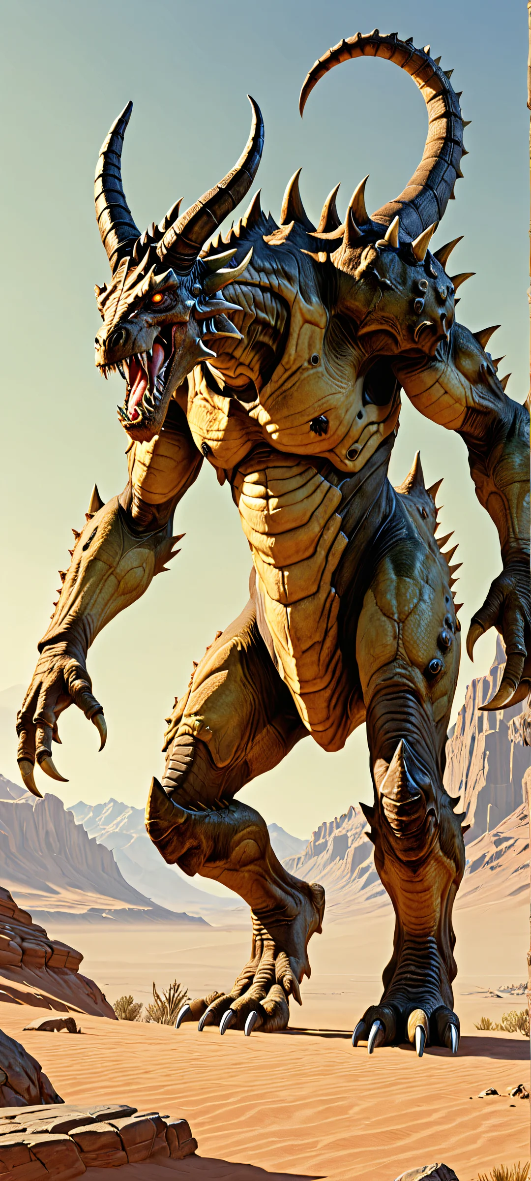 A stunning vertical mobile wallpaper featuring Deathclaw in soft pastel and earth tones. Perfect for iPhone and Android home screens.