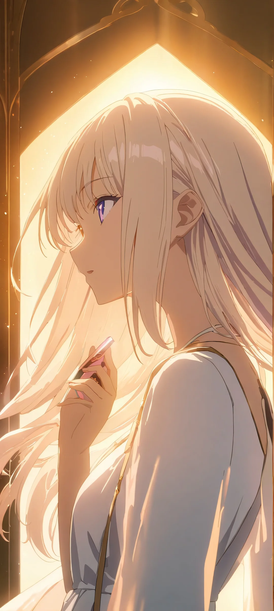 Beautiful anime-inspired girl wallpaper for iPhone and Android with cinematic lighting