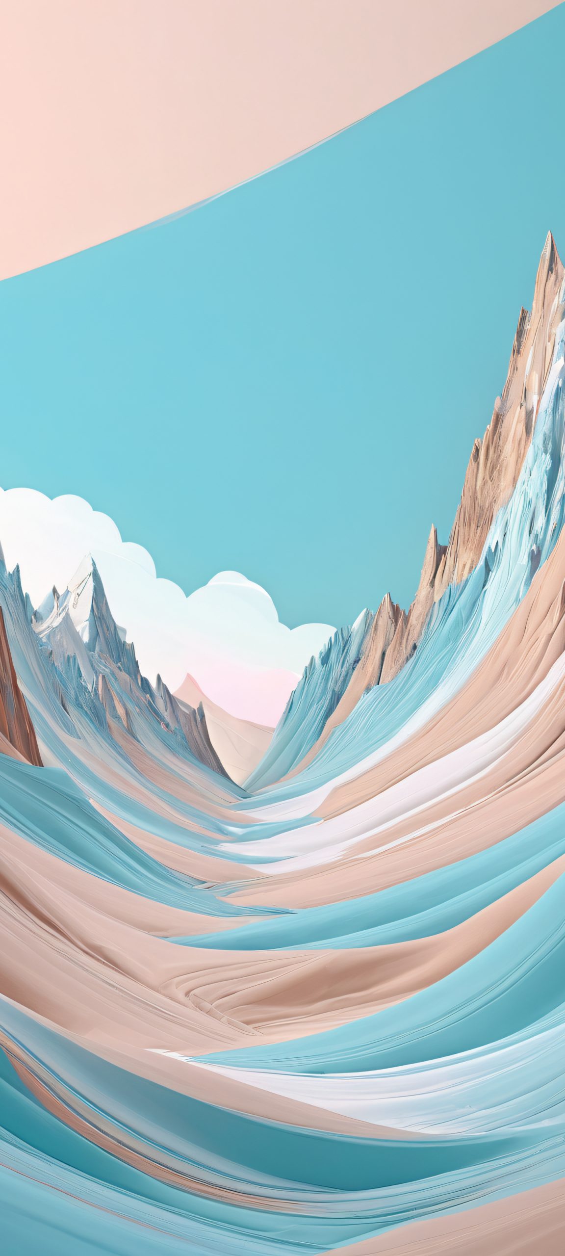 Dreamy Surreal Landscapes for iPhone & Android Wallpaper Ethereal abstract landscape wallpaper for iPhone and Android, featuring surreal distorted mountains in muted pastel blues and earth tones.