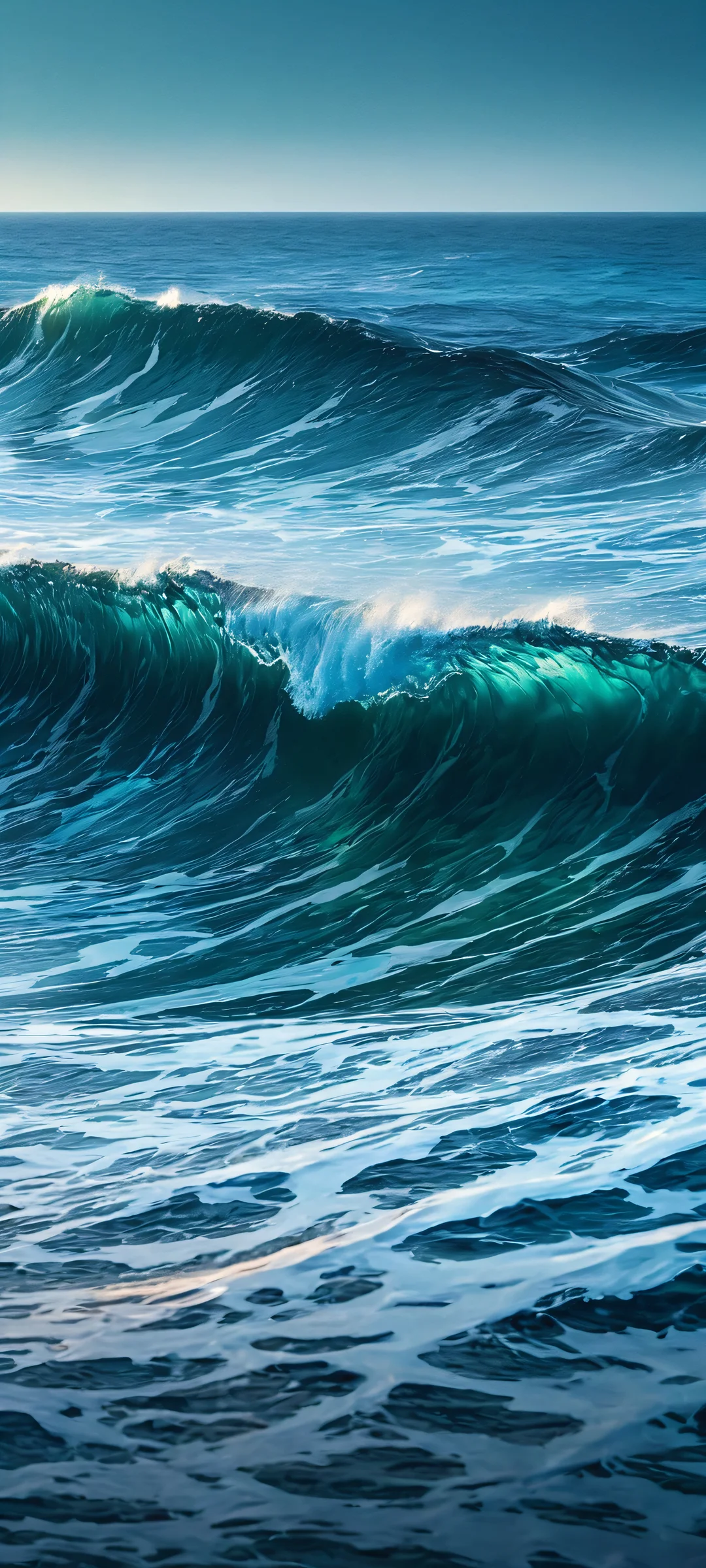 Beautiful waves in holographic design, perfect for your iPhone or Android home screen.