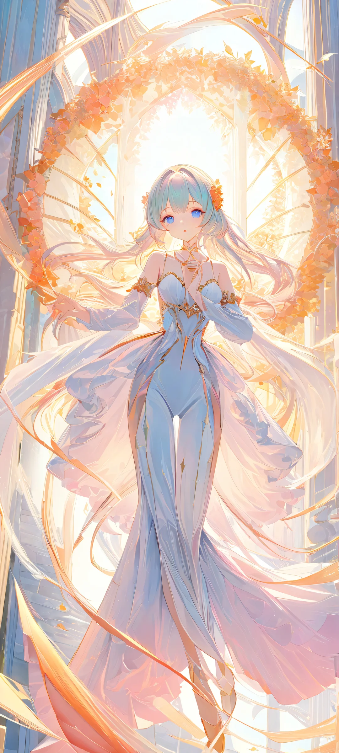 Dreamy Anime Girl Lock Screen for iOS & Android Delicate anime girl on a dreamy background, perfect for iPhone/Android home screens.