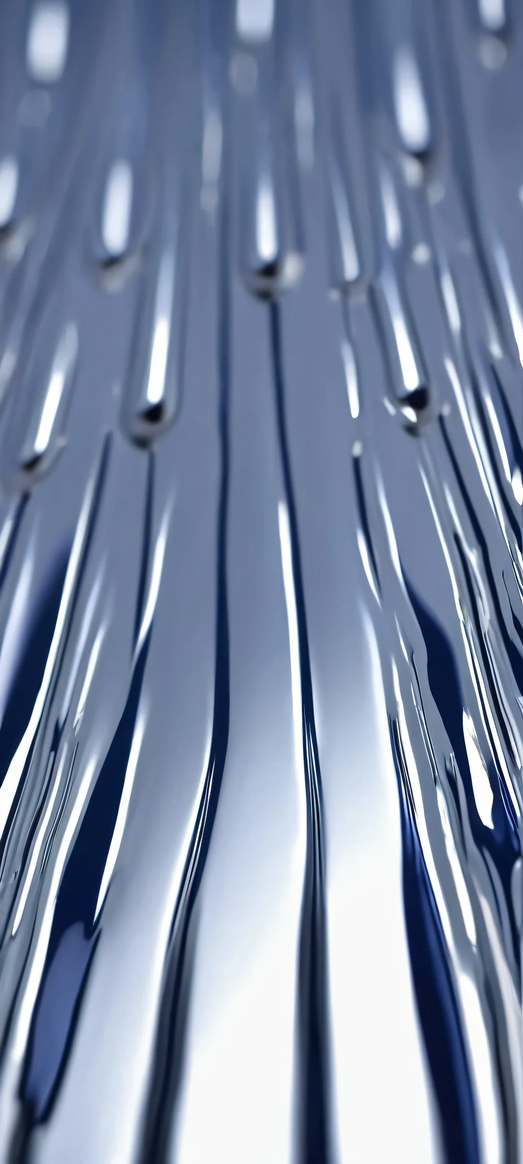 iPhone/Android - Dripping Chrome Abstract Macro Reflections Metal Silver Deep Navy