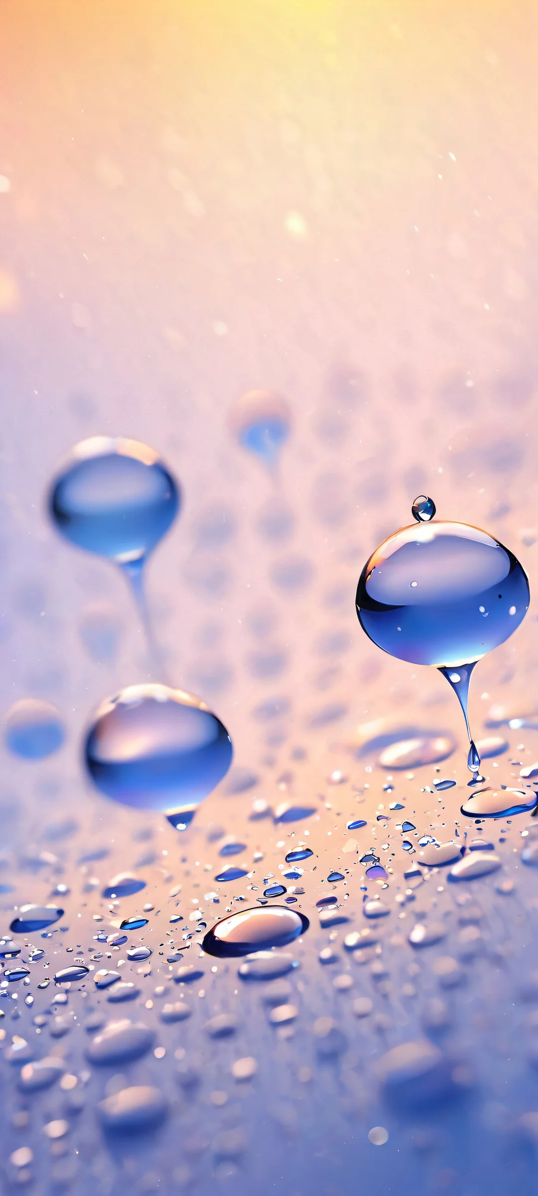 Breathtaking vertical mobile wallpaper featuring soft glow droplets on a dark background, perfect for iPhone and Android devices.