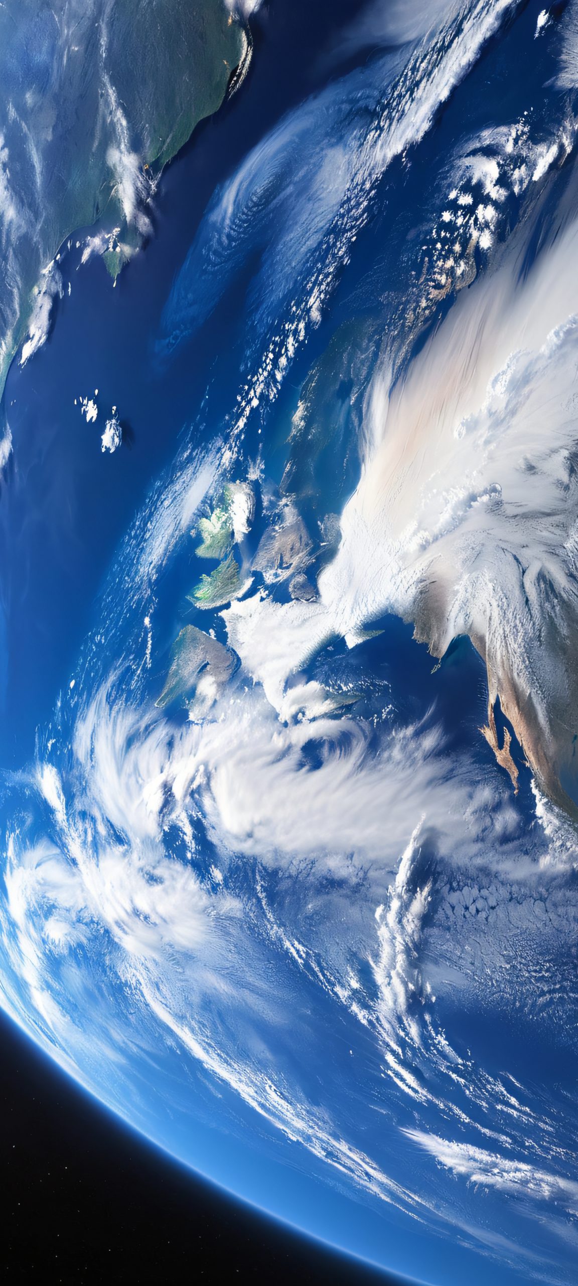 A stunning vertical mobile wallpaper of planet Earth from space, perfect for iPhone and Android devices.