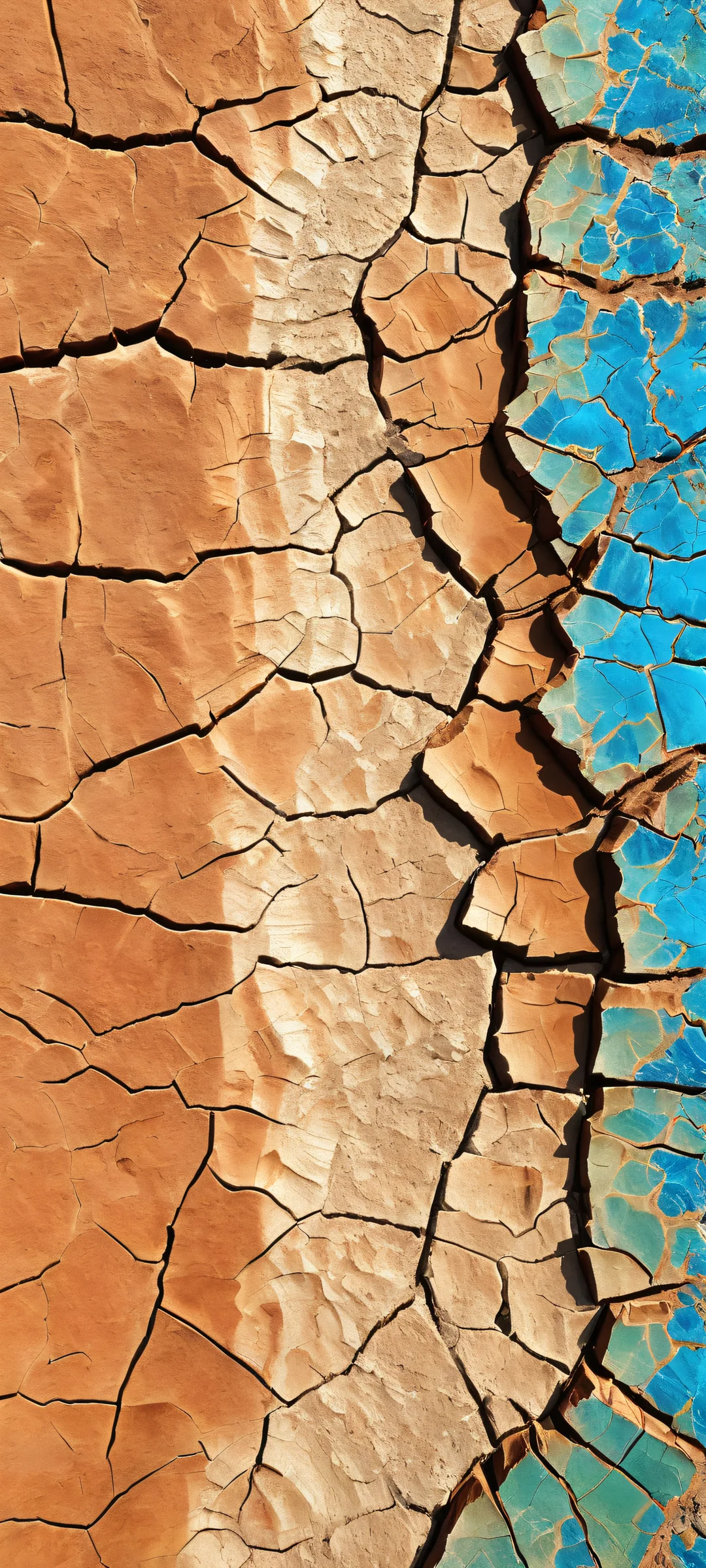 Breathtaking vertical mobile wallpaper of Earth Cracks, Valley, Abstract, Soft Summer Sunlight. Perfect for iPhone and Android home screens.