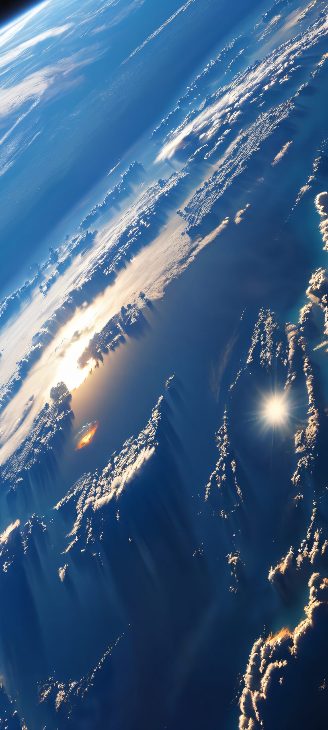 A stunning visual of Earth rising above the darkness of space, perfectly optimized for iPhone and Android devices.