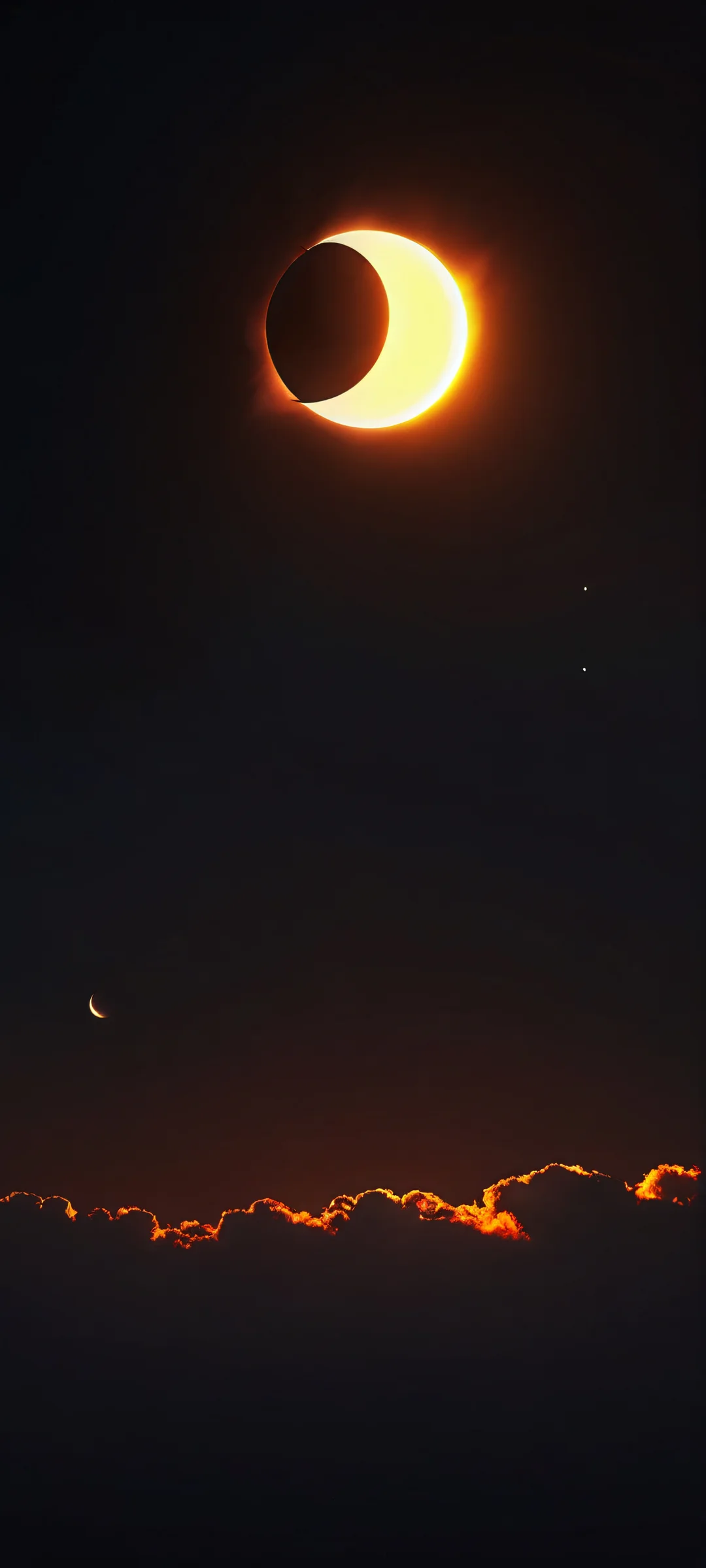 Breathtaking iPhone and Android mobile phone wallpaper of an eclipse, featuring a glowing lunar masterpiece