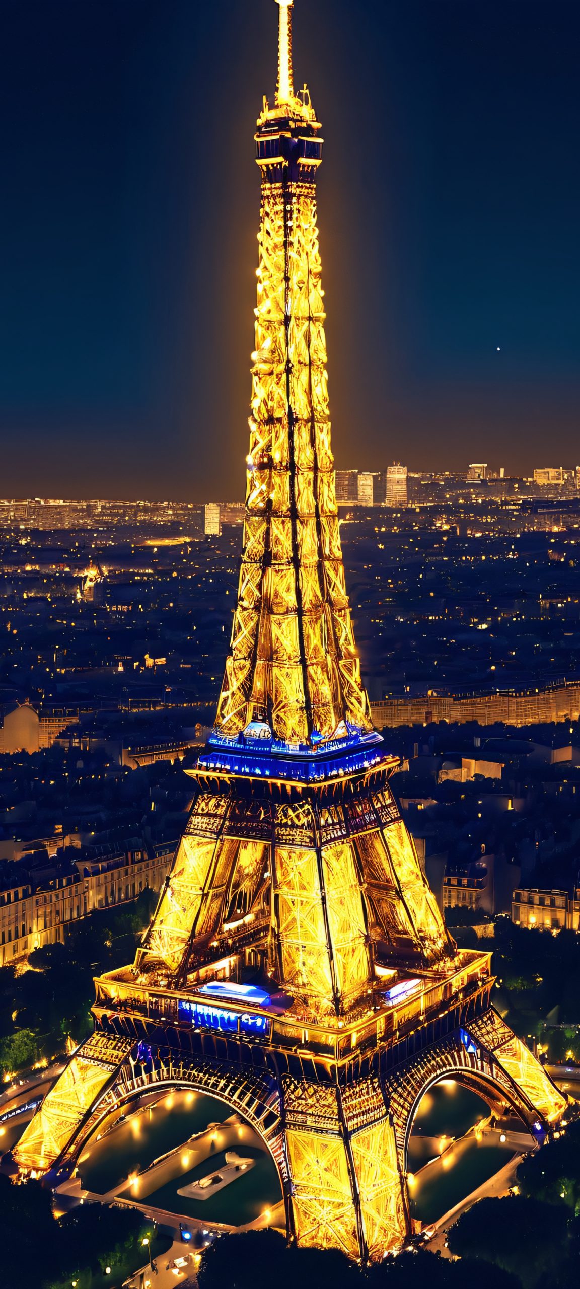 A stunning nighttime Eiffel Tower cityscape for iPhone/Android, perfectly optimized for home screens.