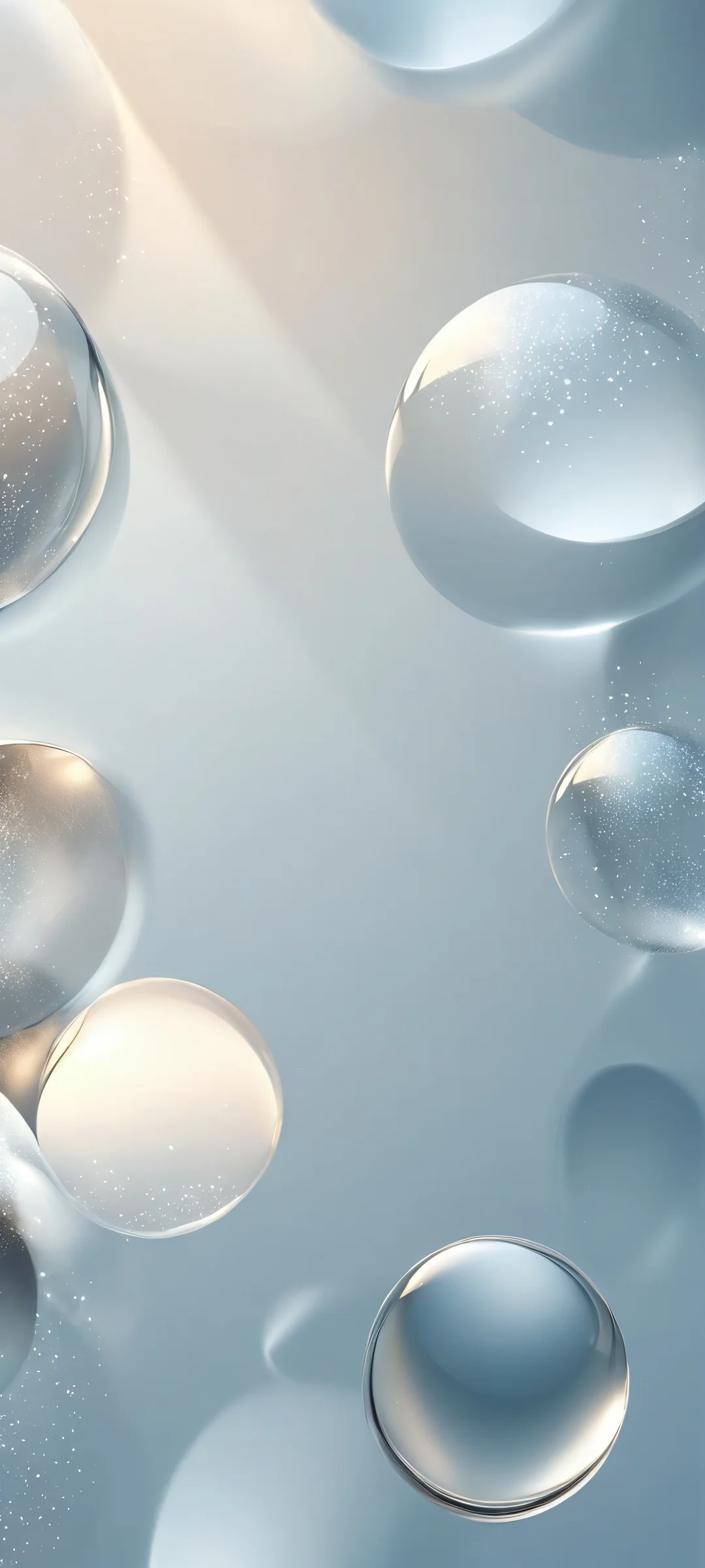 A beautiful floating shapes design for iPhone/Android, featuring a soft glow and minimalist details.