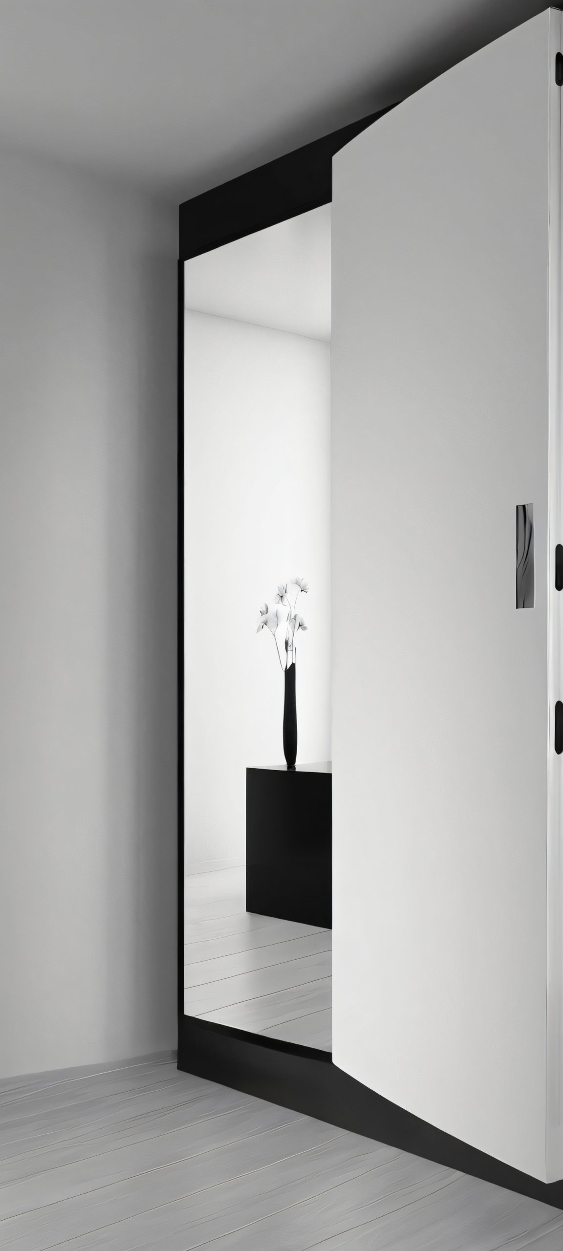 Minimalist dark interior scene for iPhone and Android devices, perfect for your home screen