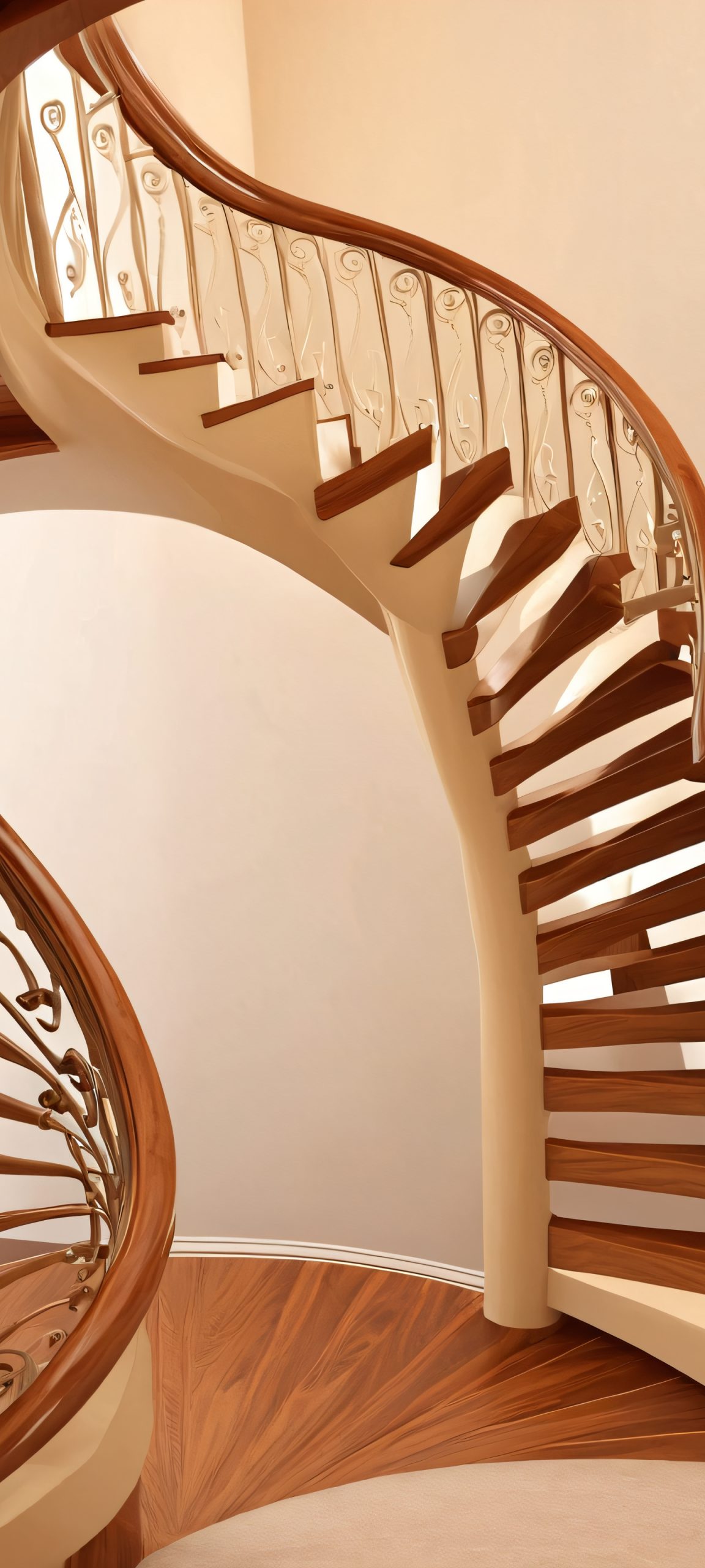 Beautiful spiral staircase indoor wallpaper suitable for iPhone and Android devices. Perfect for home screens.