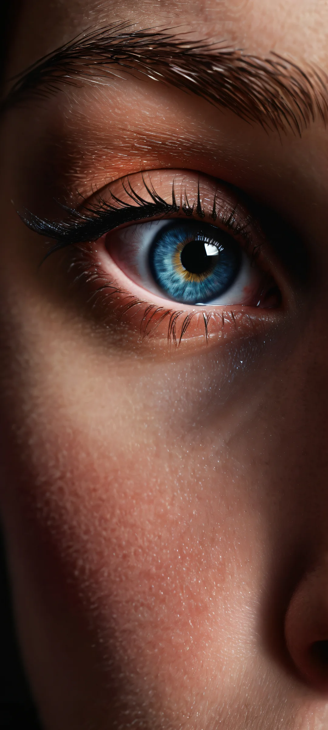 iPhone/Android wallpaper featuring a breathtaking landscape with insane micro-details in the lower-middle, perfectly clean and empty top half with vast pure void.