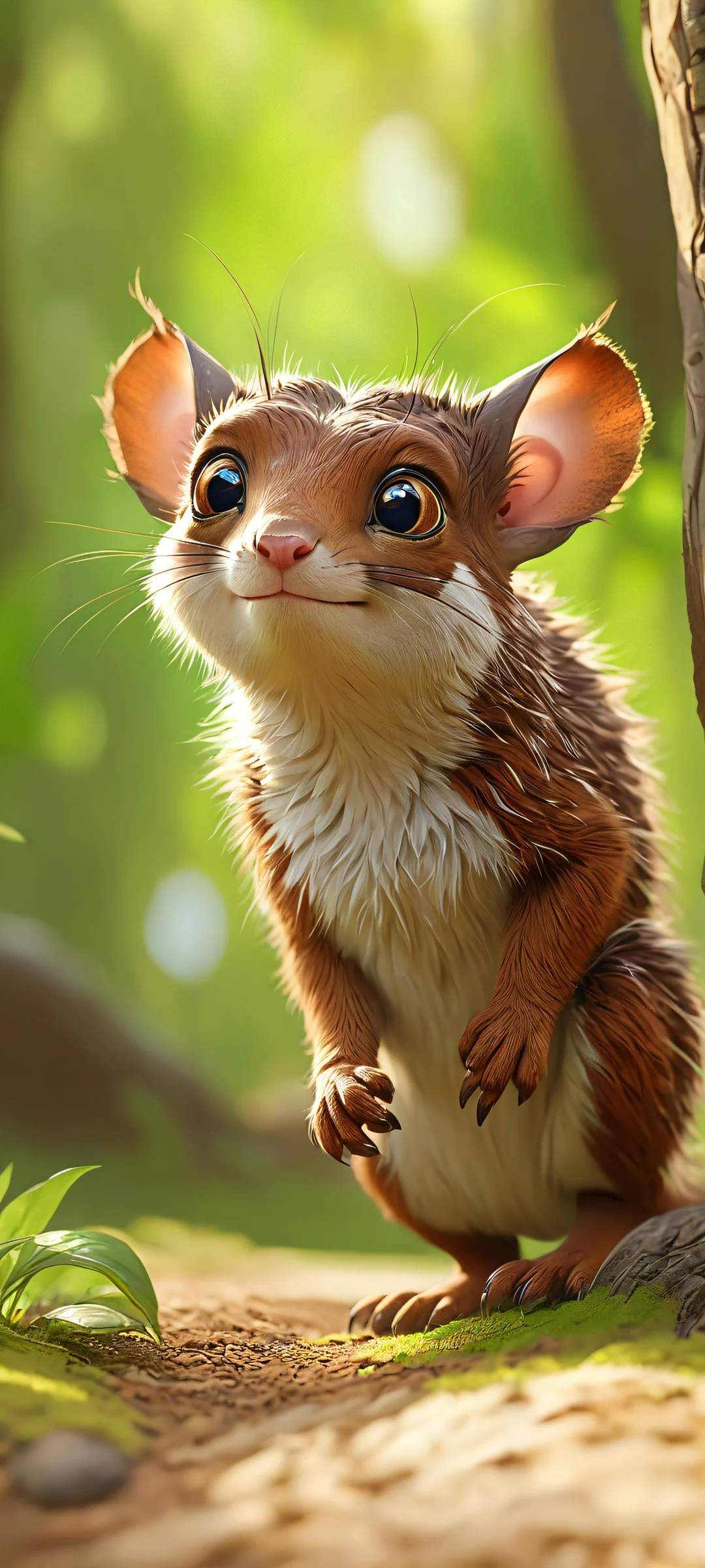 A majestic digital painting of a fantastical creature amidst lush green and brown hues, perfect for your iPhone or Android home screen.