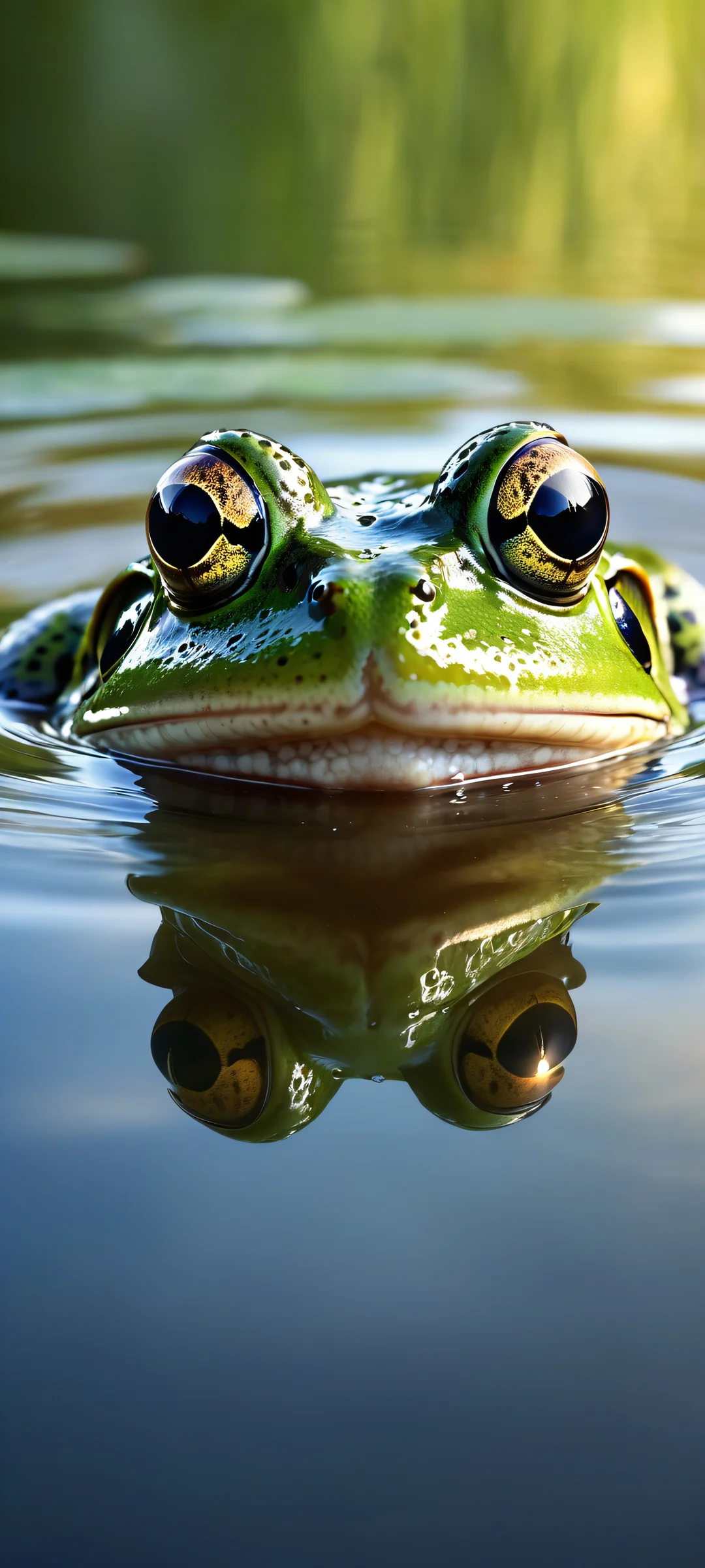 A majestic frog emerging from calm water, perfectly optimized for iPhone and Android home screens. Ideal for Apple and Samsung Galaxy devices.