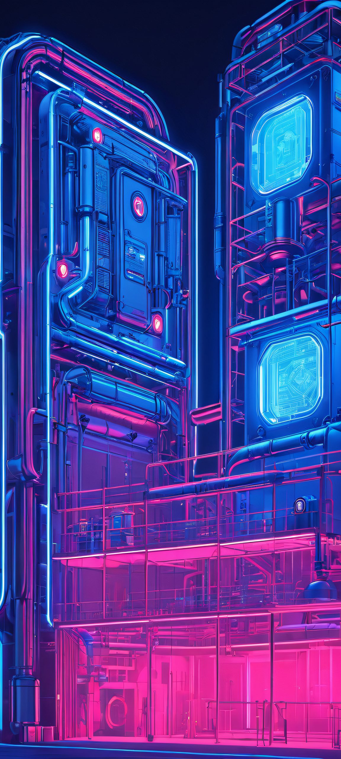 Breathtaking vertical mobile wallpaper of a blueprint factory for iPhone and Android devices