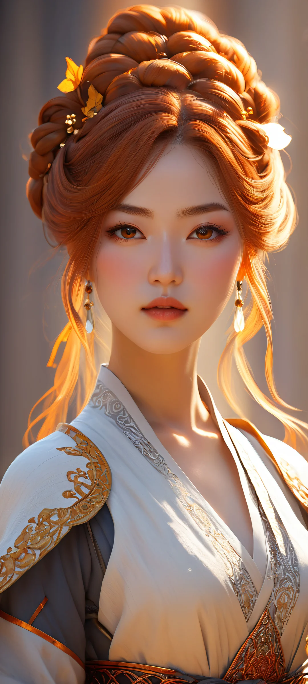 Solitary Amber-themed Genshin Impact character on iPhone/Android home screen with mystical void and dark grey tones.