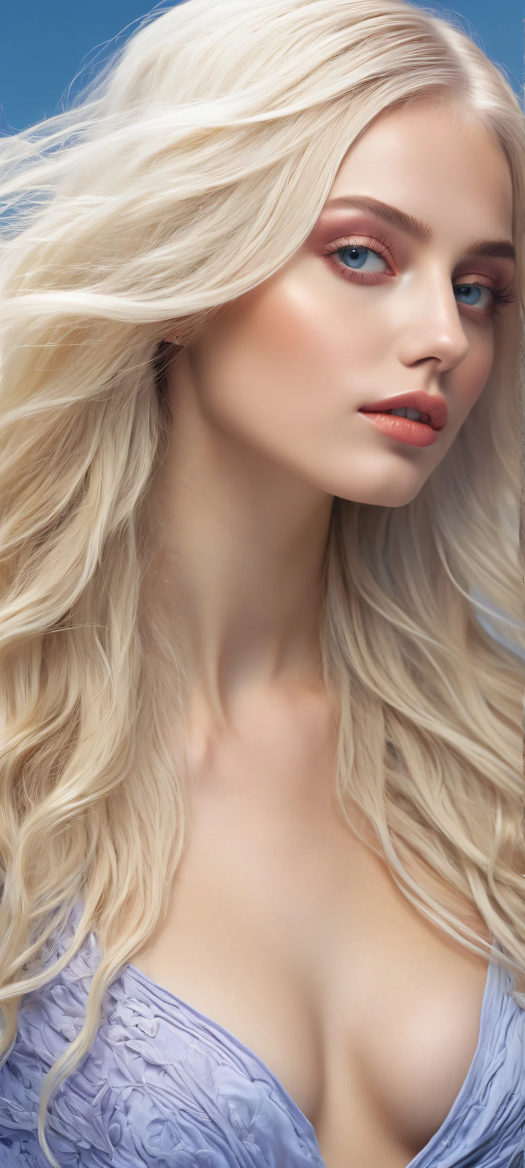Blonde beauty with long hair on iPhone/Android phone wallpaper