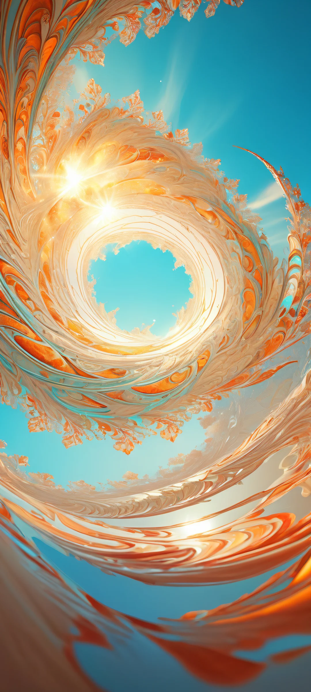 iPhone/Android wallpaper featuring an award-winning digital art of a fantastical cornucopia with glowing orbs, intricate textures and crisp colors.