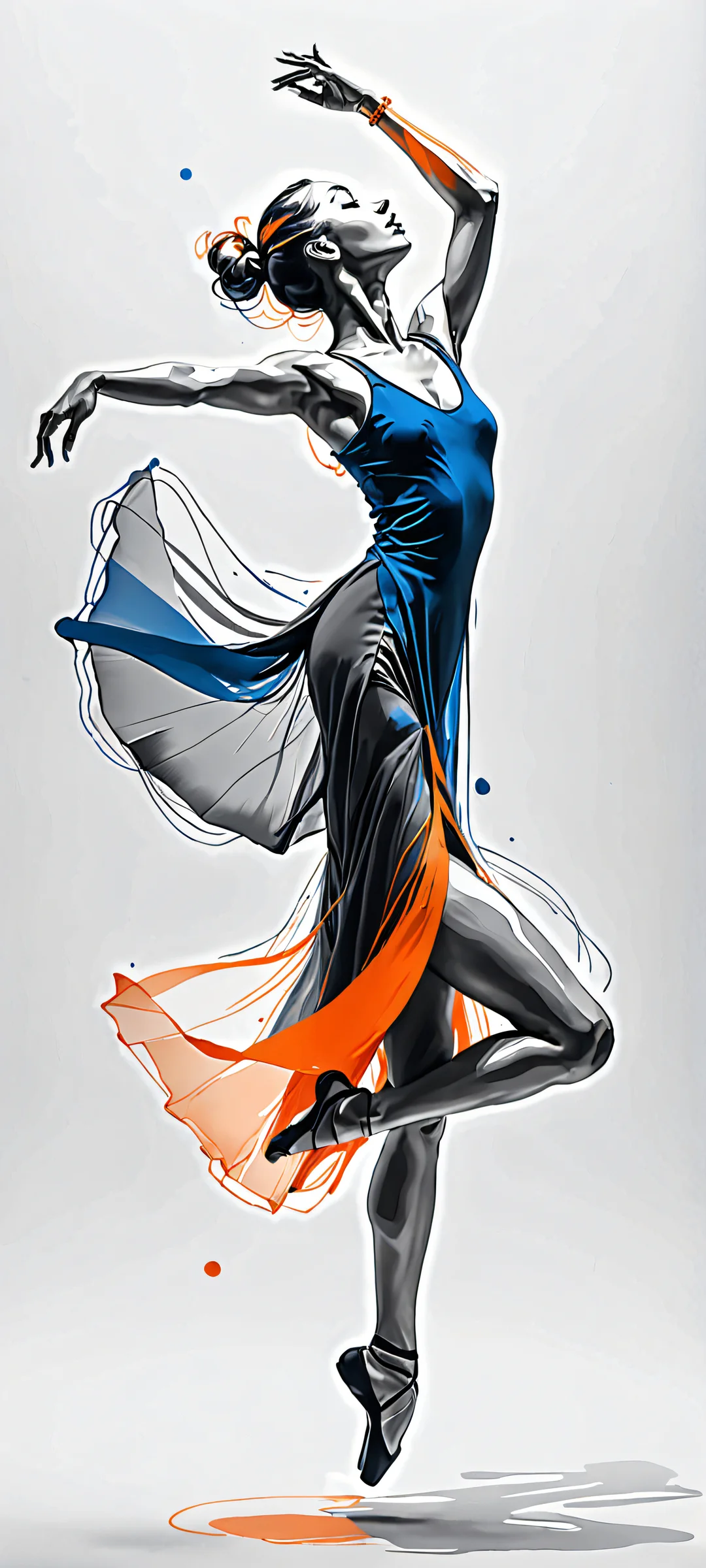 A stunning dancer in dark grey with abstract streaks, perfectly optimized for iPhone and Android home screens.