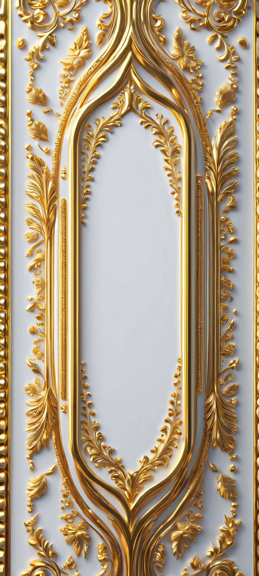 Ethereal Dreamscape QHD Phone Background iPhone and Android users will be mesmerized by this breathtaking vertical mobile wallpaper featuring a luxurious gold and white dreamscape with neon accents.