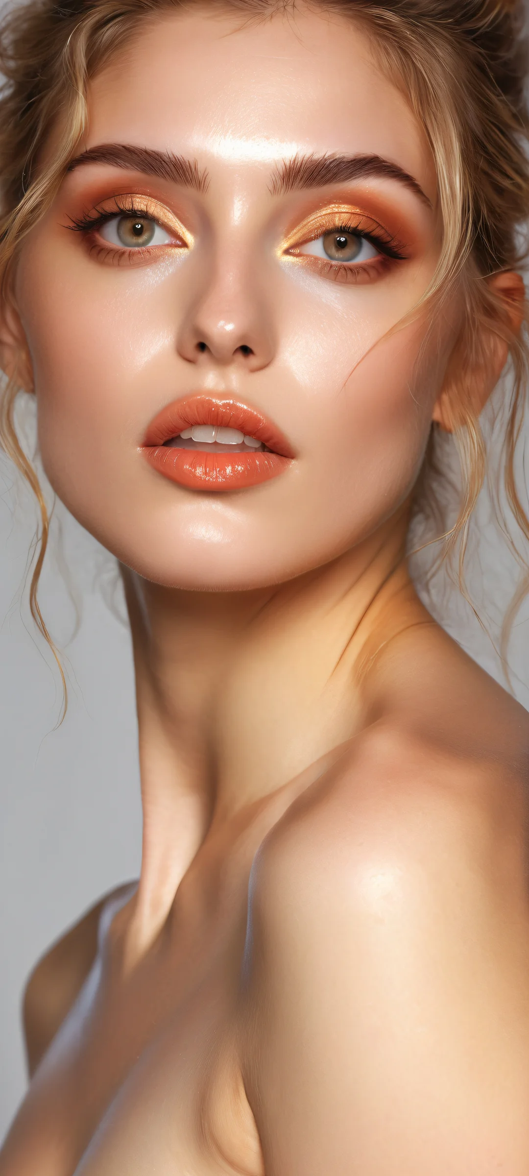 Ethereal Enchantment Lock Screen for iOS & Android A sultry portrait of a woman with long hair and bare shoulders on iPhone/Android. Perfect for home screen backgrounds.