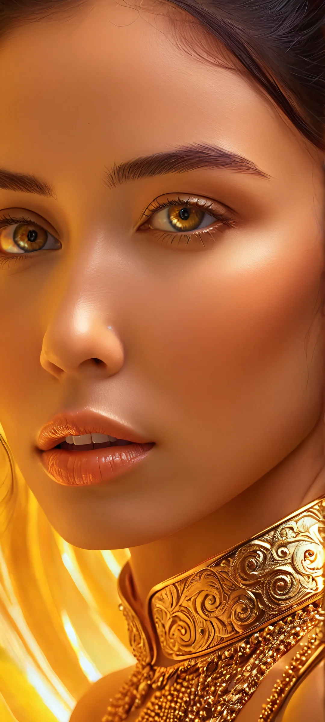 A stunning woman stands amidst the wonders of a distant, exotic planet's landscape. iPhone用に完全に最適化, サムスンギャラクシー, と Android のホーム画面.