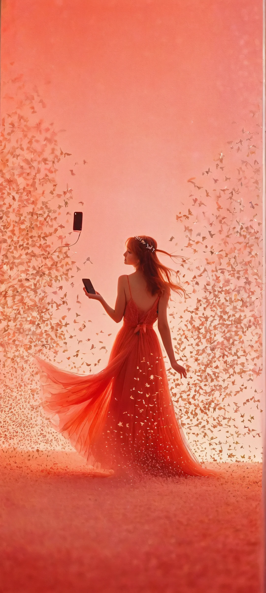 Ethereal Fairy Dust QHD Smartphone Background A mystical scene of fairy dust swirling around an ethereal figure, perfectly optimized for iPhone and Android home screens.