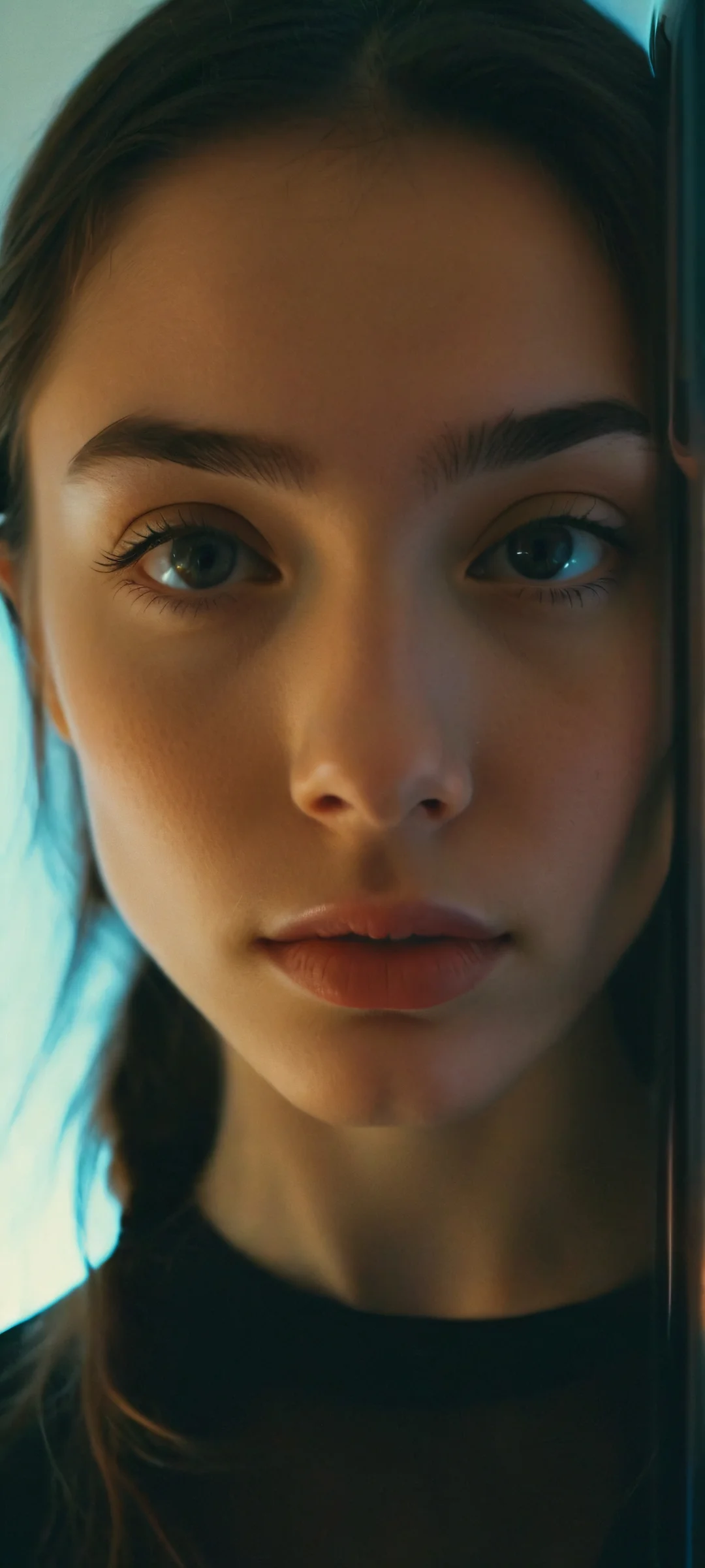 A glowing girl surrounded by a mesmerizing liquid volume, perfekt optimiert für iPhone- und Android-Startbildschirme.