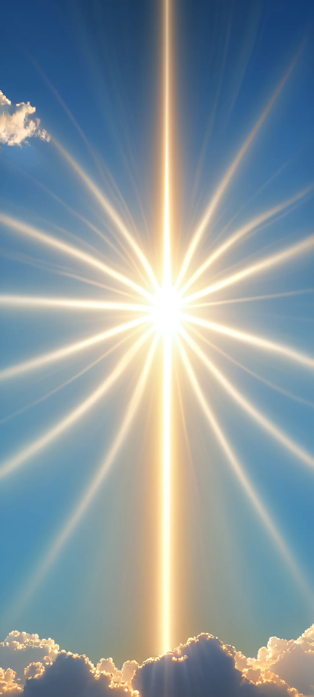 A stunning iPhone and Android wallpaper featuring a shining light beam against a brilliant blue sky. Perfectly optimized for home screens.