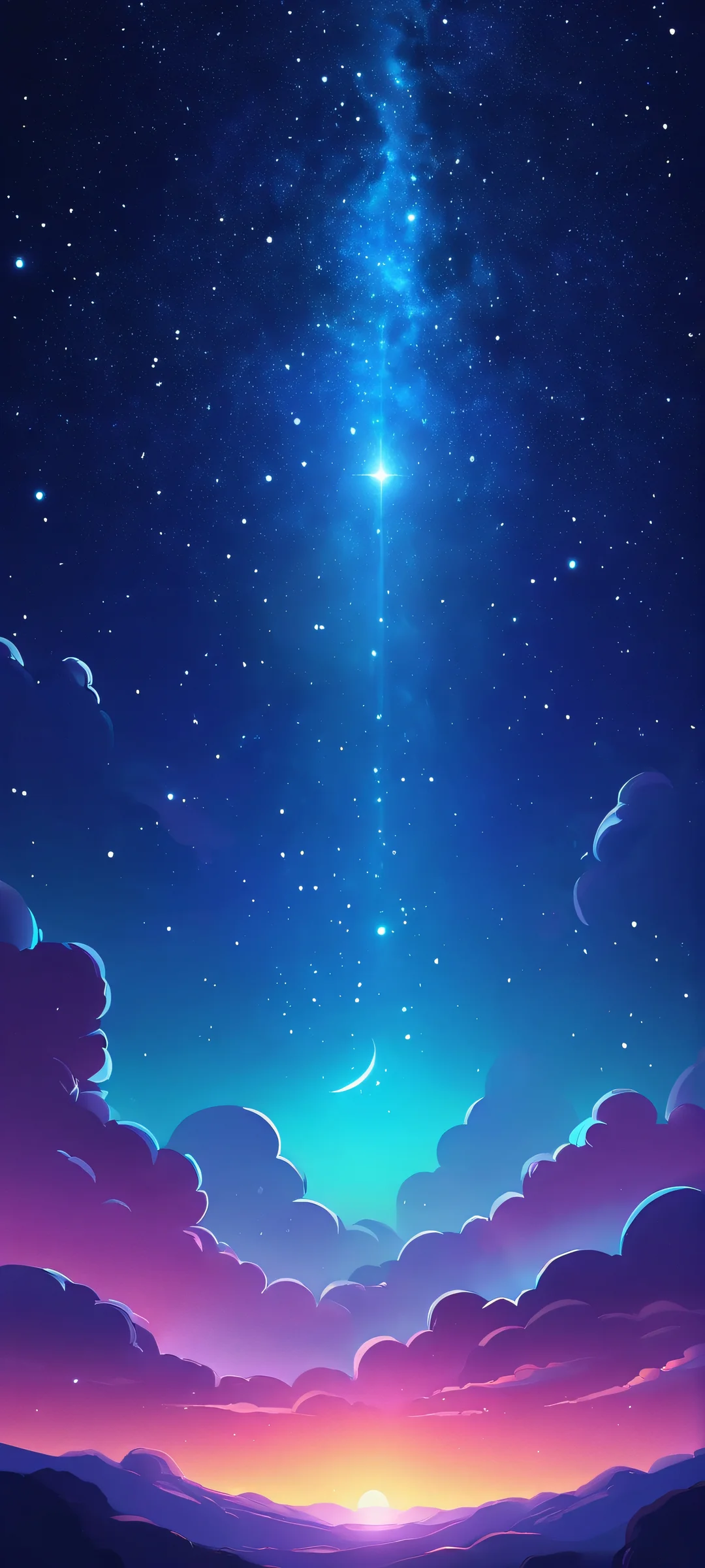Glowing magic illuminates the mystical night sky, perfectly optimized for iPhone and Android home screens.