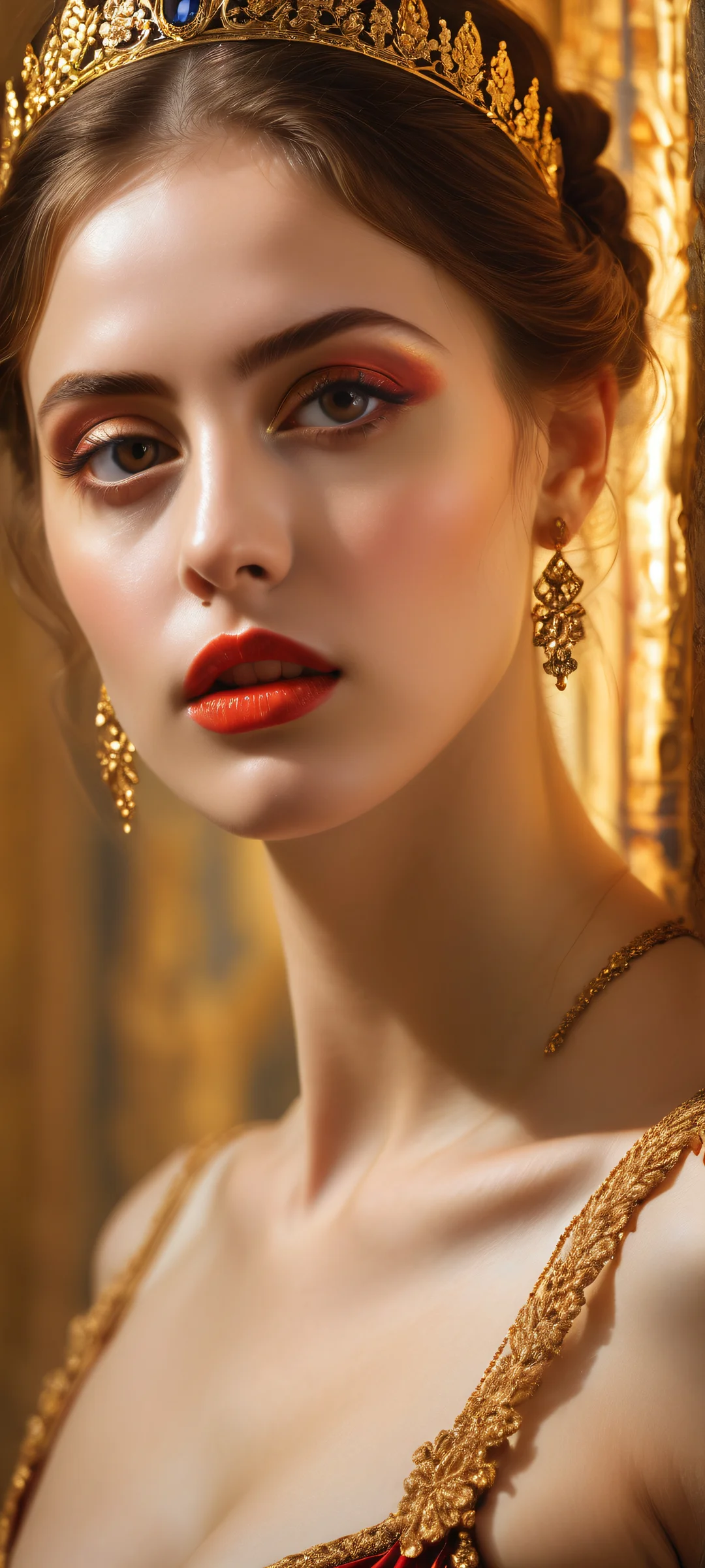 A majestic Classical Figure placed in the lower-middle with intricate micro-details against a perfectly clean and empty top half, for iPhone/Android.