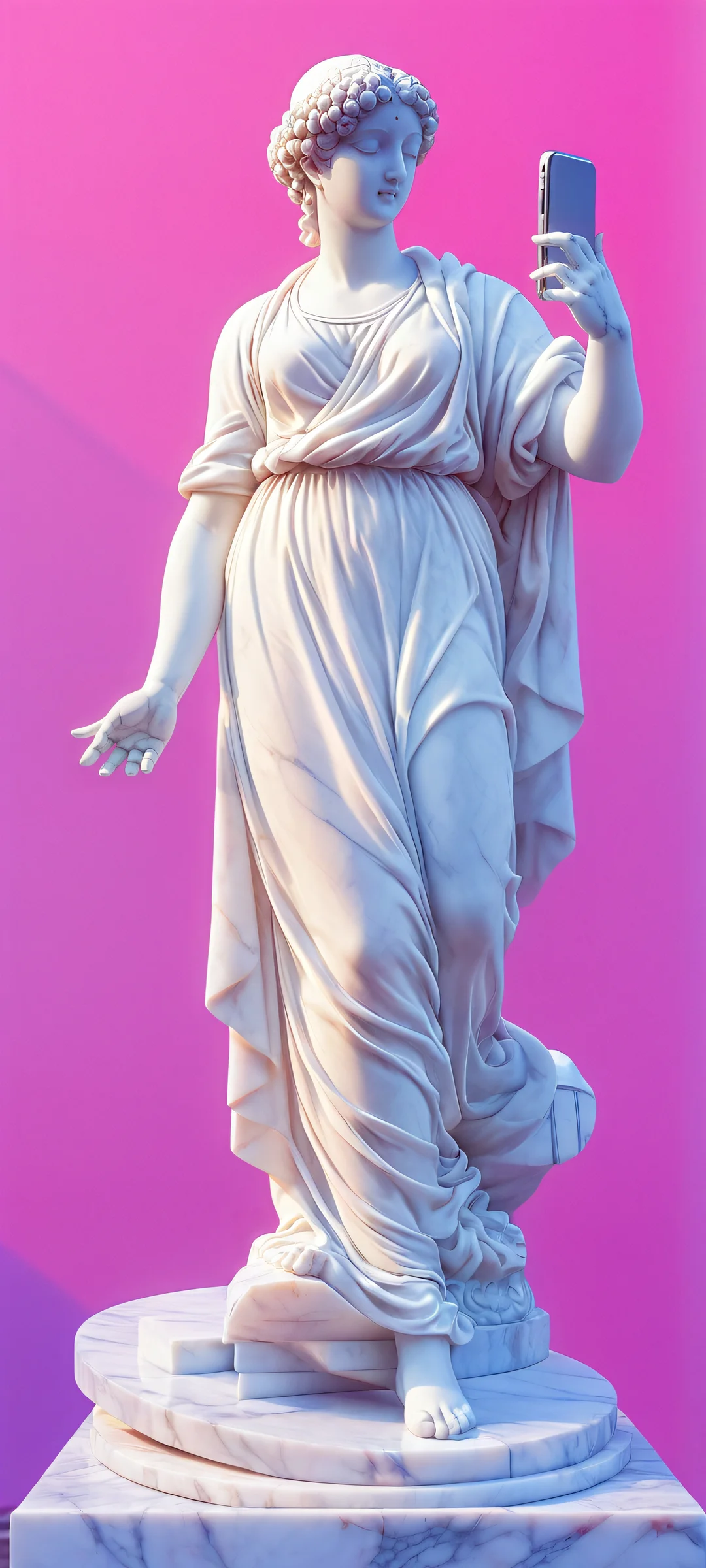 Vaporwave-inspired mobile wallpaper featuring a stunning marble statue grid design, perfectly optimized for iPhone and Android home screens.