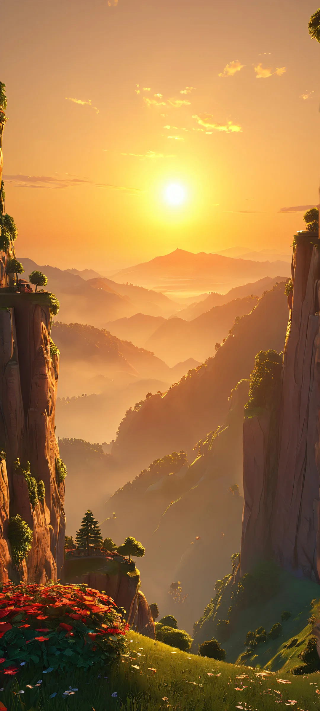 A serene iPhone and Android mobile wallpaper featuring a majestic oasis with volumetric lighting, perfectly optimized for your home screen.