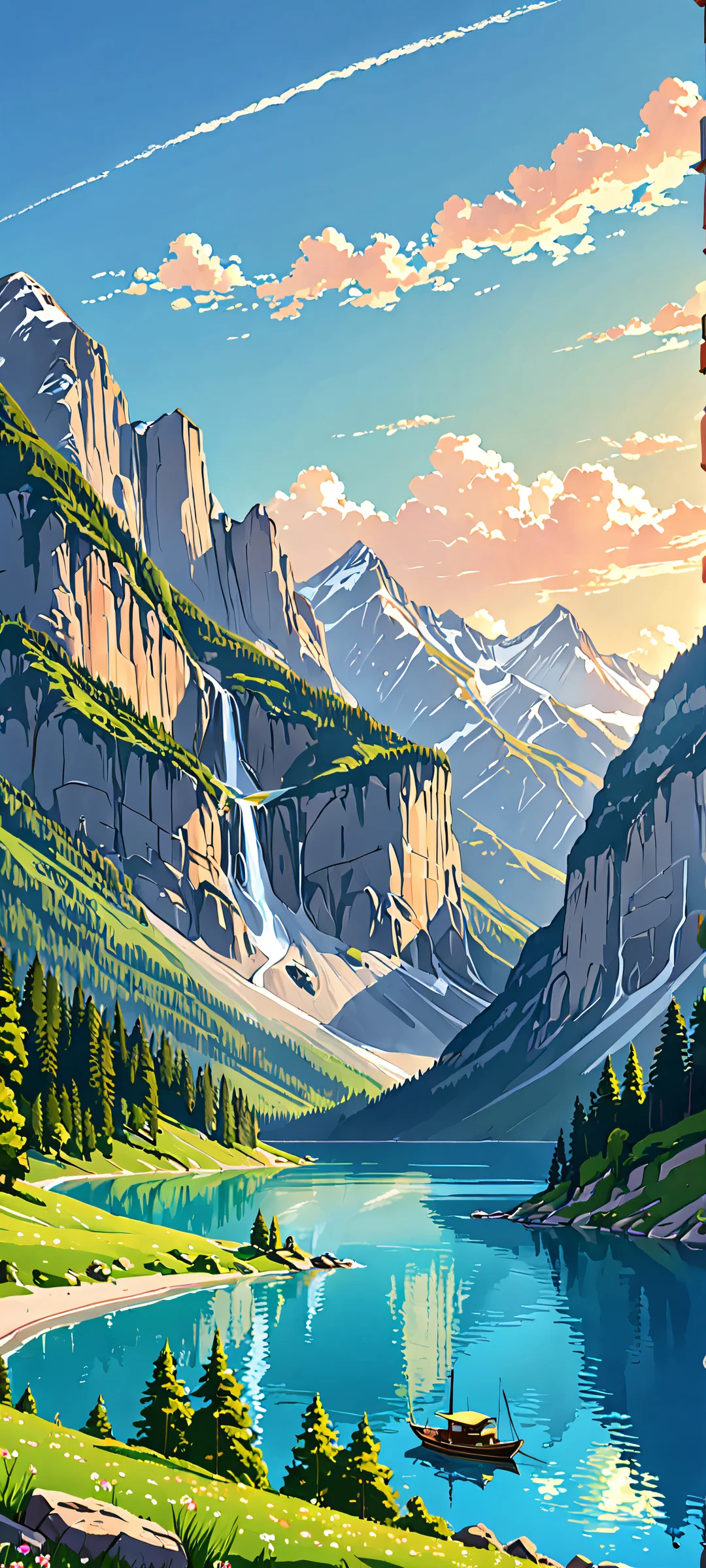 A serene digital landscape for your iPhone or Android device, featuring a majestic oasis amidst endless blue skies.