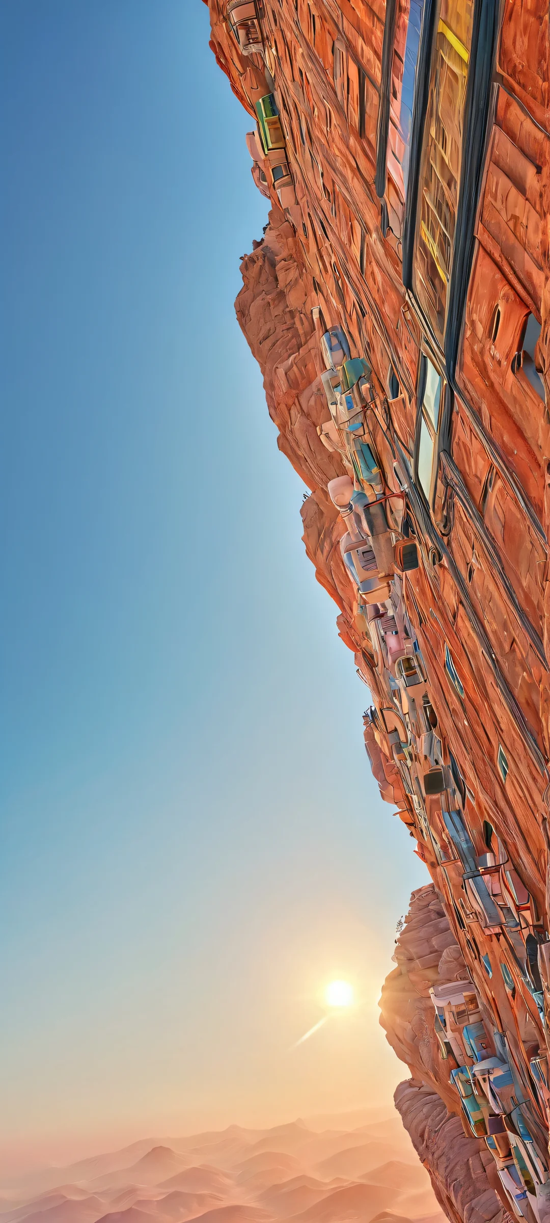 Discover the serenity of an iPhone/Android wallpaper featuring a breathtaking vertical landscape with lush greenery and misty mountains in the distance, perfectly optimized for your home screen.