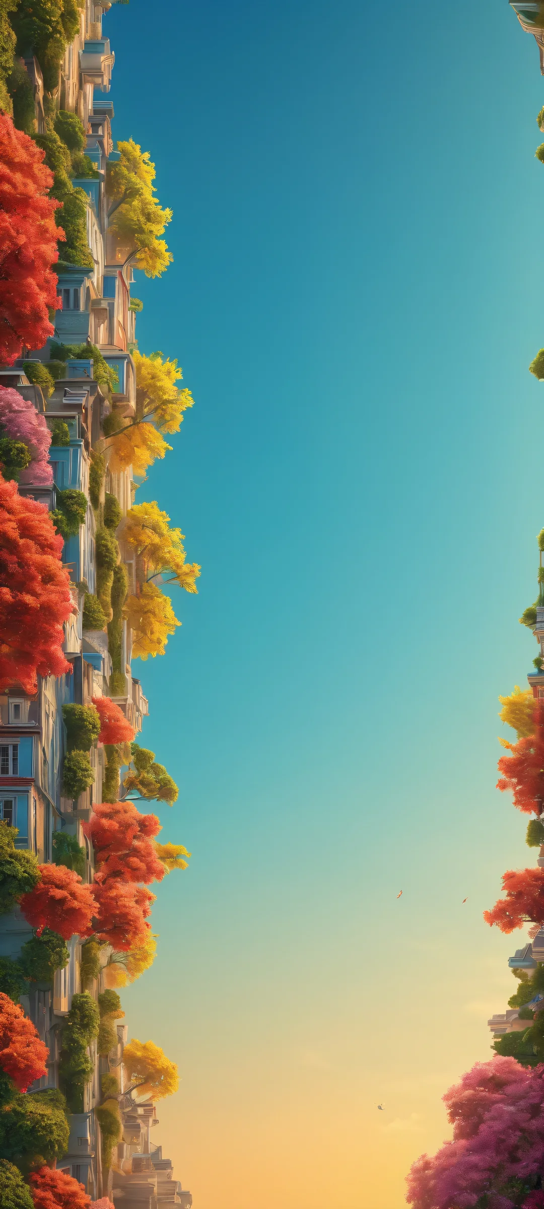 A serene and vibrant painterly artwork of a tropical oasis, perfectly suited for iPhone and Android home screens.