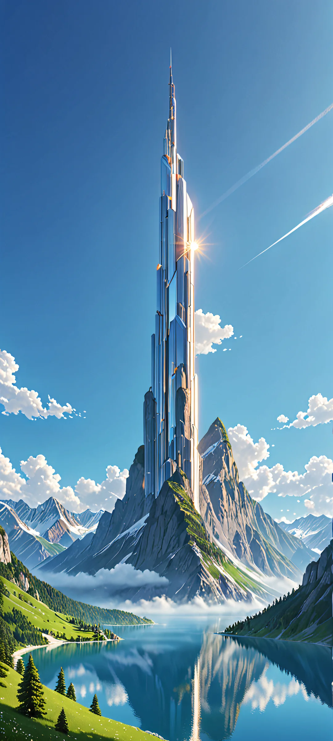 A serene and majestic abstract artwork featuring a mystical oasis on iPhone/Android, perfect for home screens.